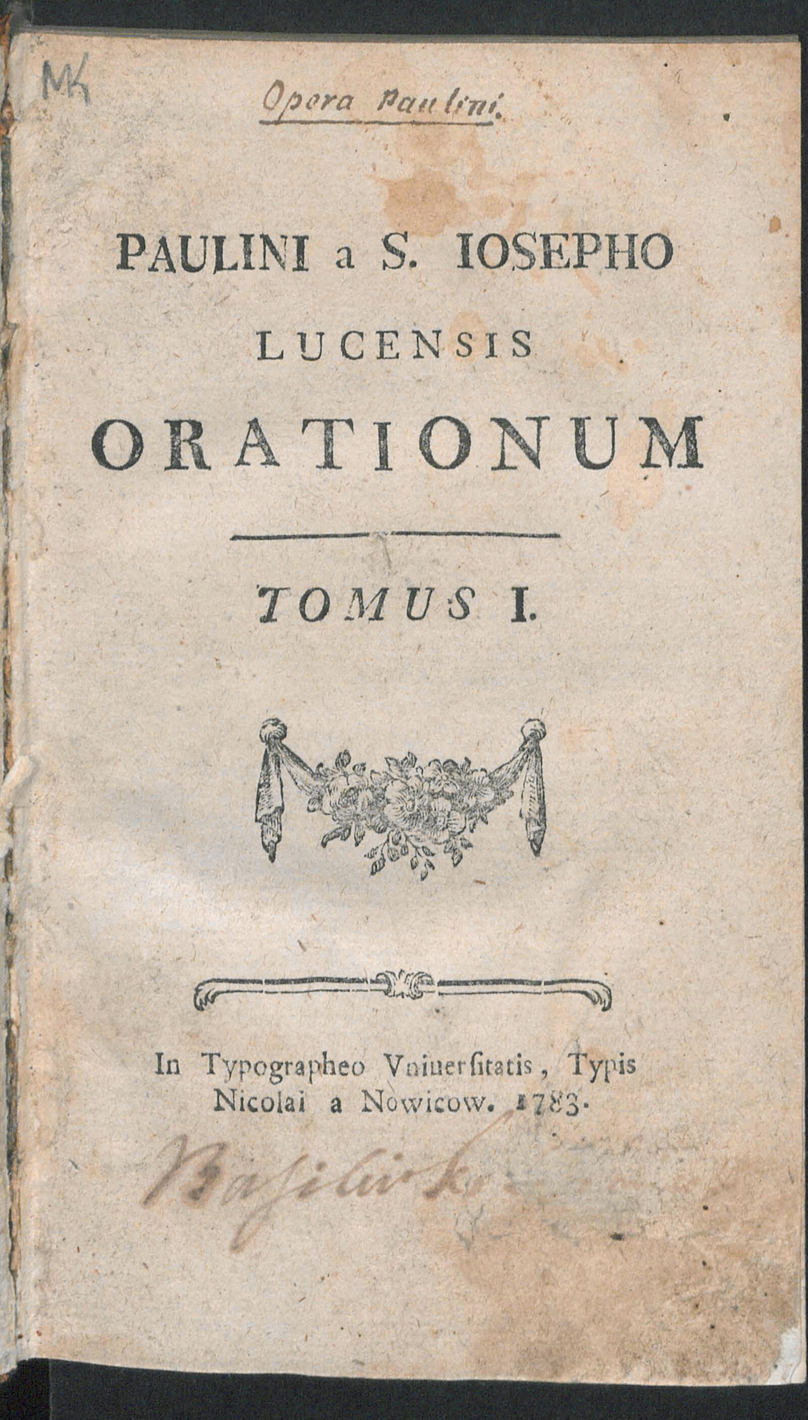 Изображение Paulini a S. Josepho Lucensis oratonium. T.1