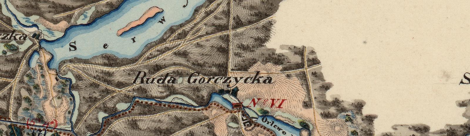 Фоновое изображение Карта линии соединения Наревы и Немана, проходящей через Бебжу, Нетту и цепь озер Аугустова