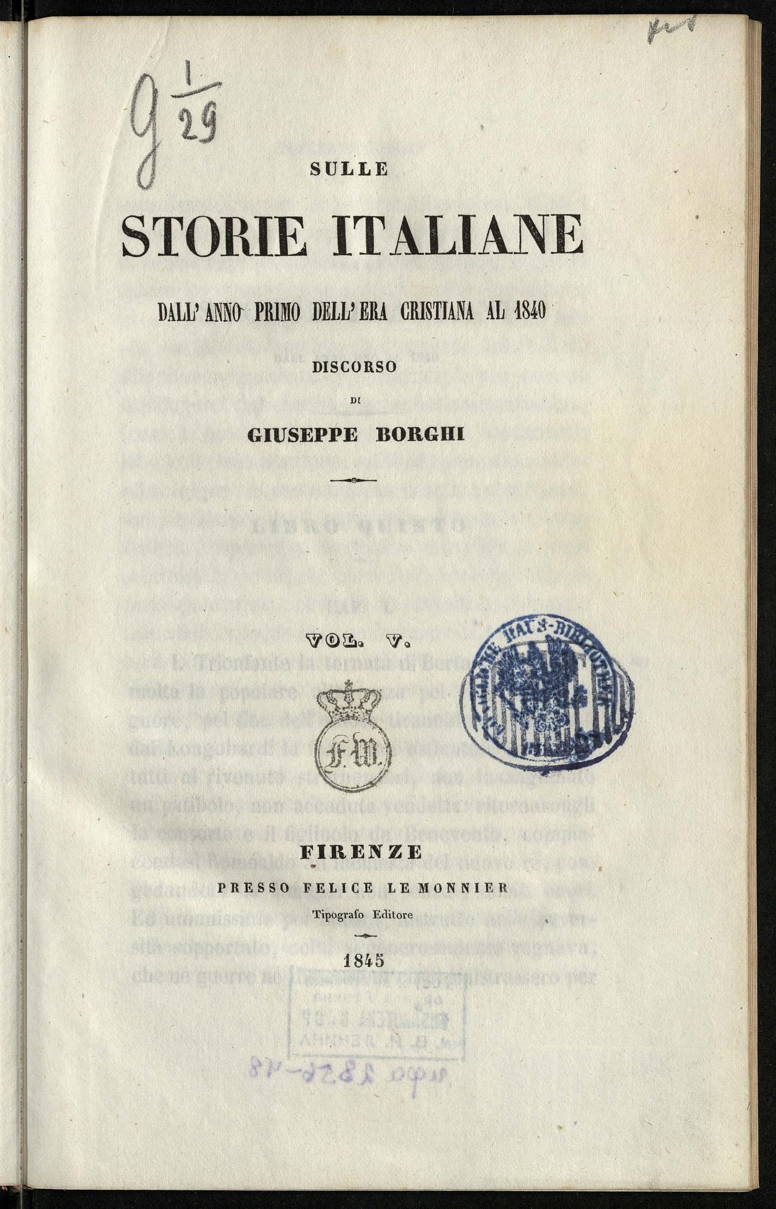 Изображение О итальянских событиях с первого года христианской эры до года 1840. Т. 5