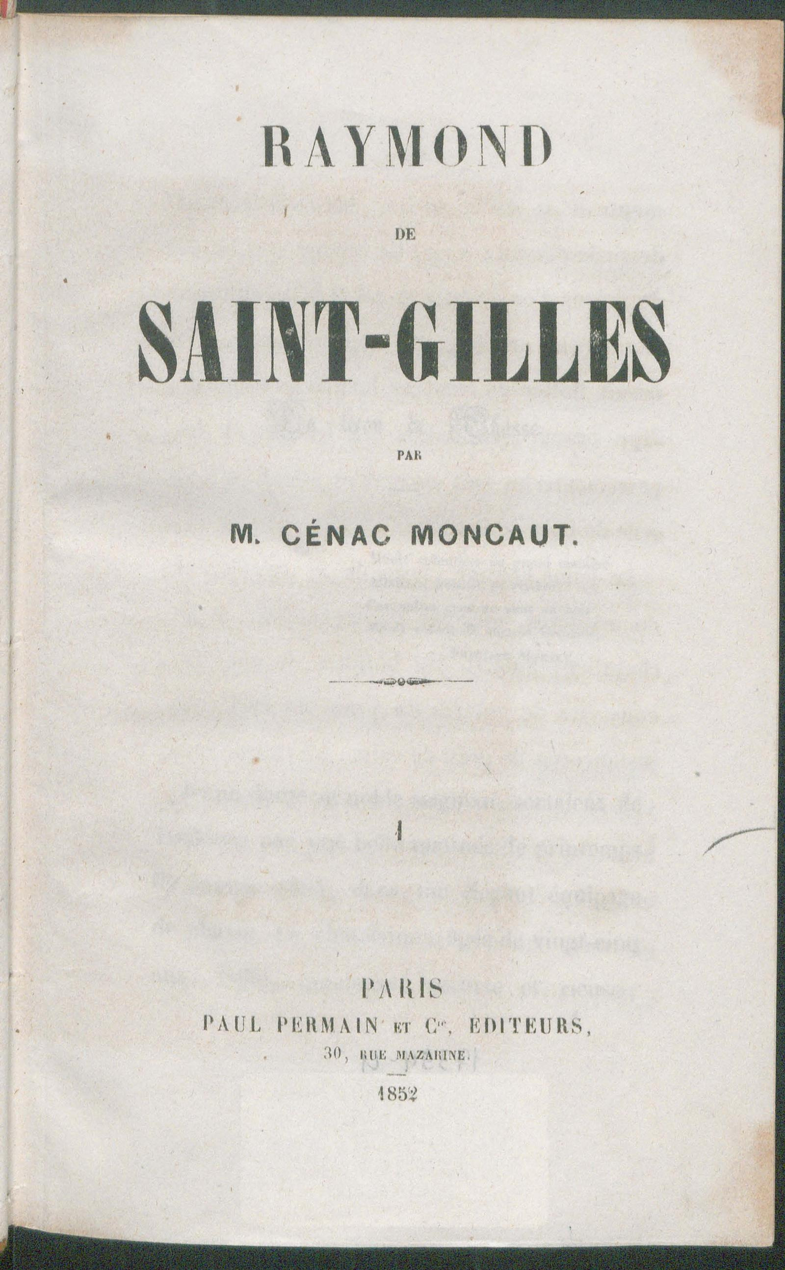 Изображение книги Раймон де Сен-Жиль. Ч. 1