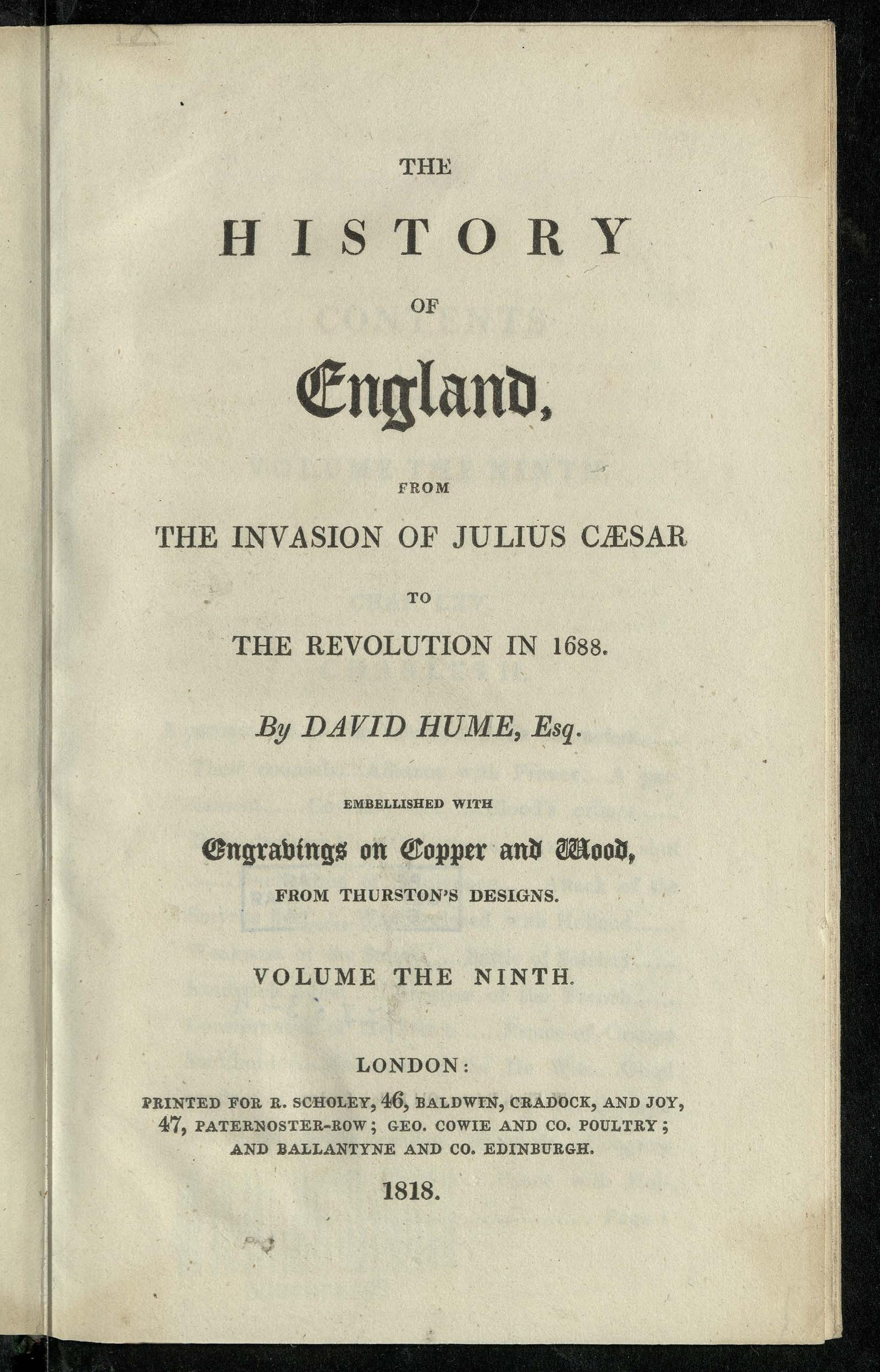 Изображение История Англии, от вторжения Юлия Цезаря до революции 1688 года. Т. 9