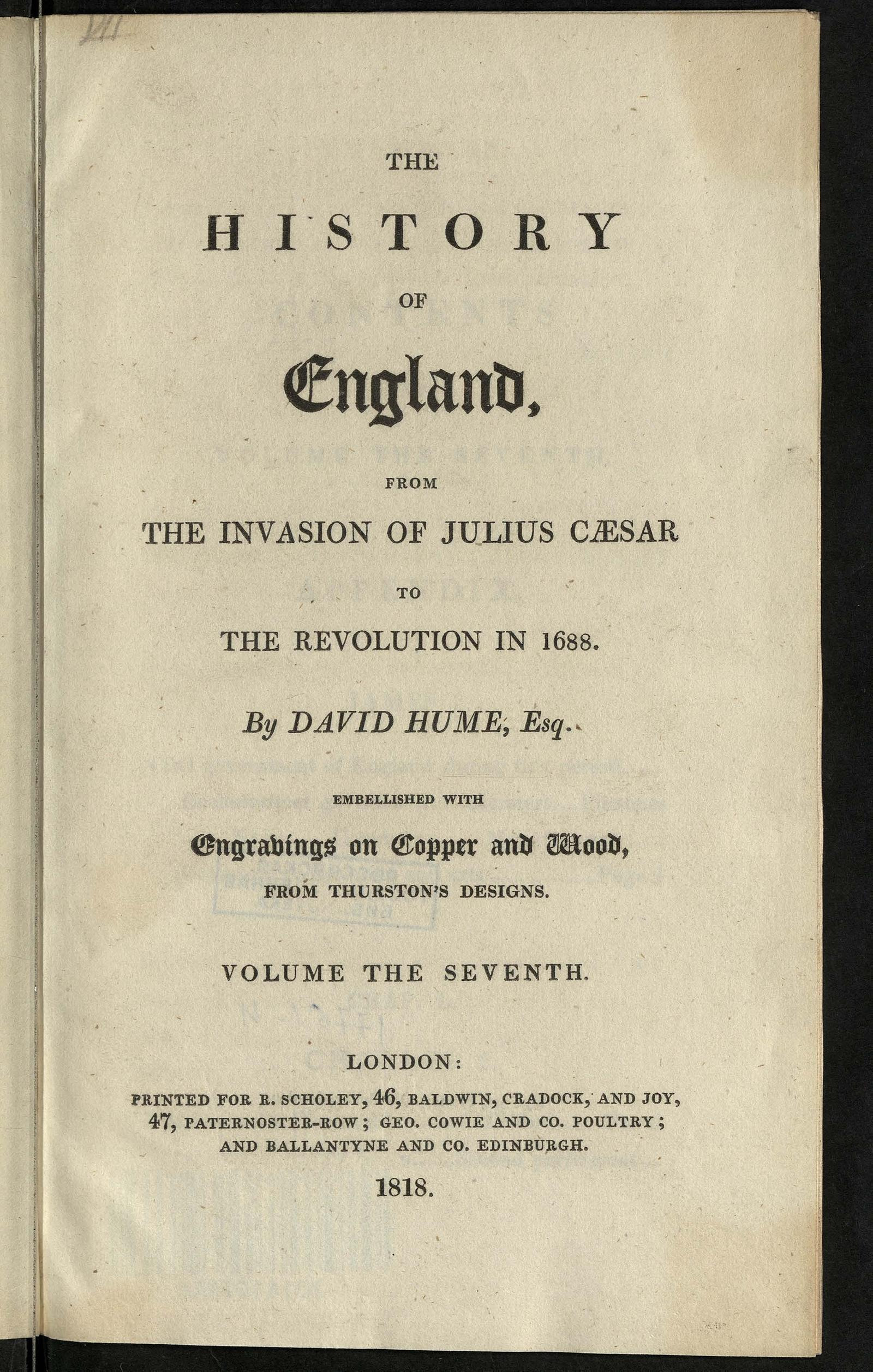 Изображение книги История Англии, от вторжения Юлия Цезаря до революции 1688 года. Т. 7