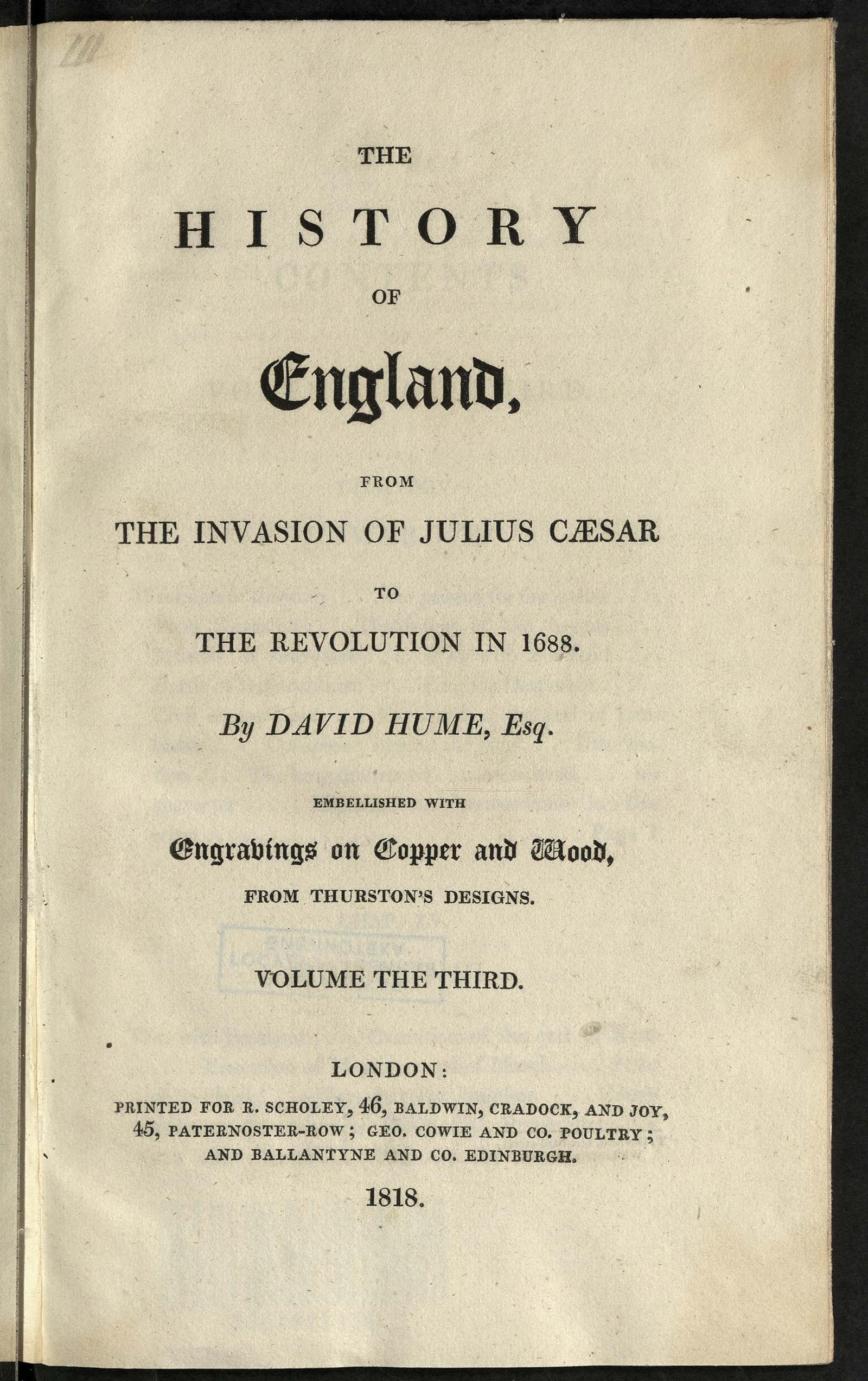 Изображение книги История Англии, от вторжения Юлия Цезаря до революции 1688 года. Т. 3
