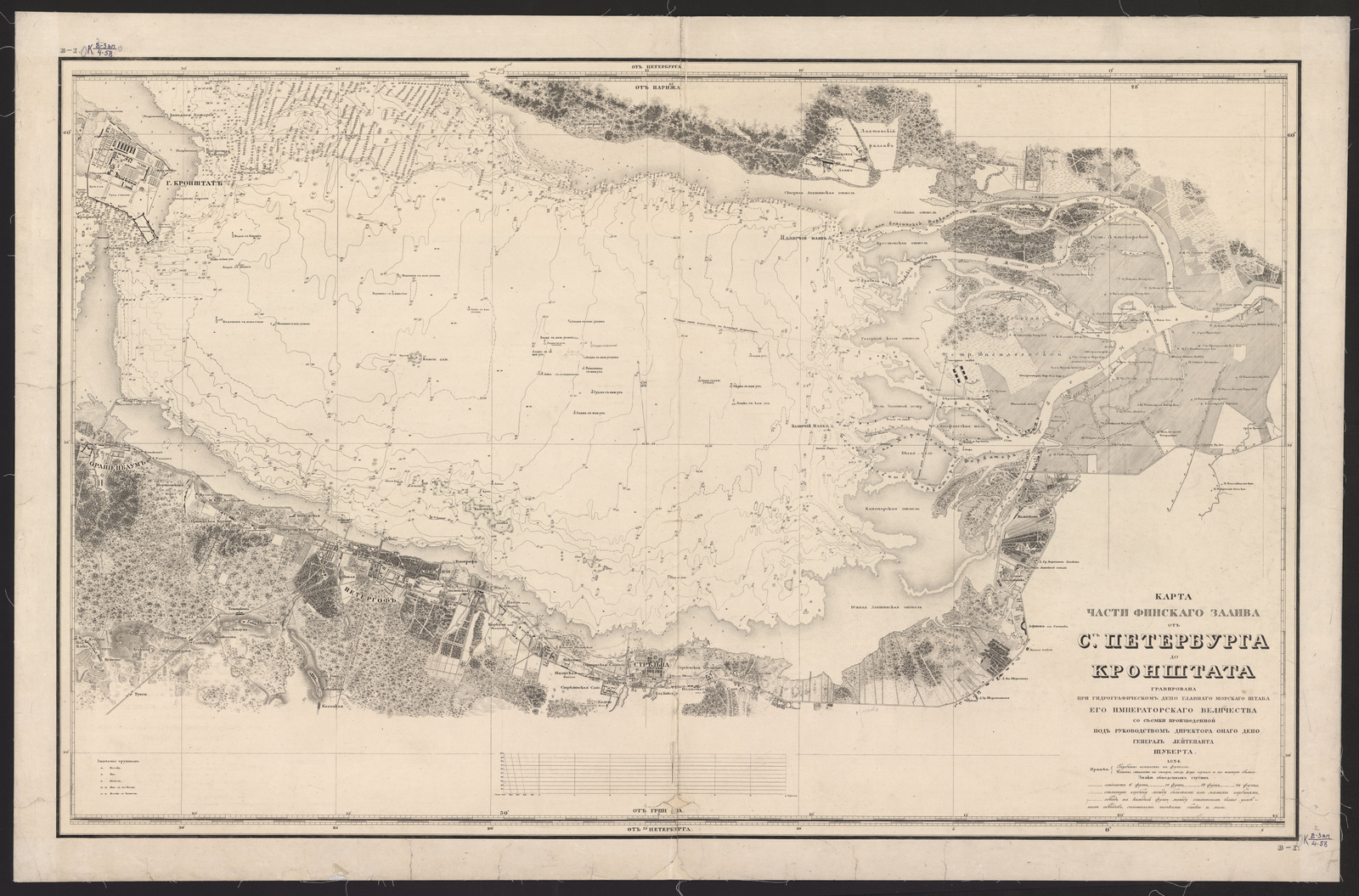 Карта части Финскаго залива от Санкт-Петербурга до Кронштата - Шуберт,  Фёдор Фёдорович | НЭБ Книжные памятники