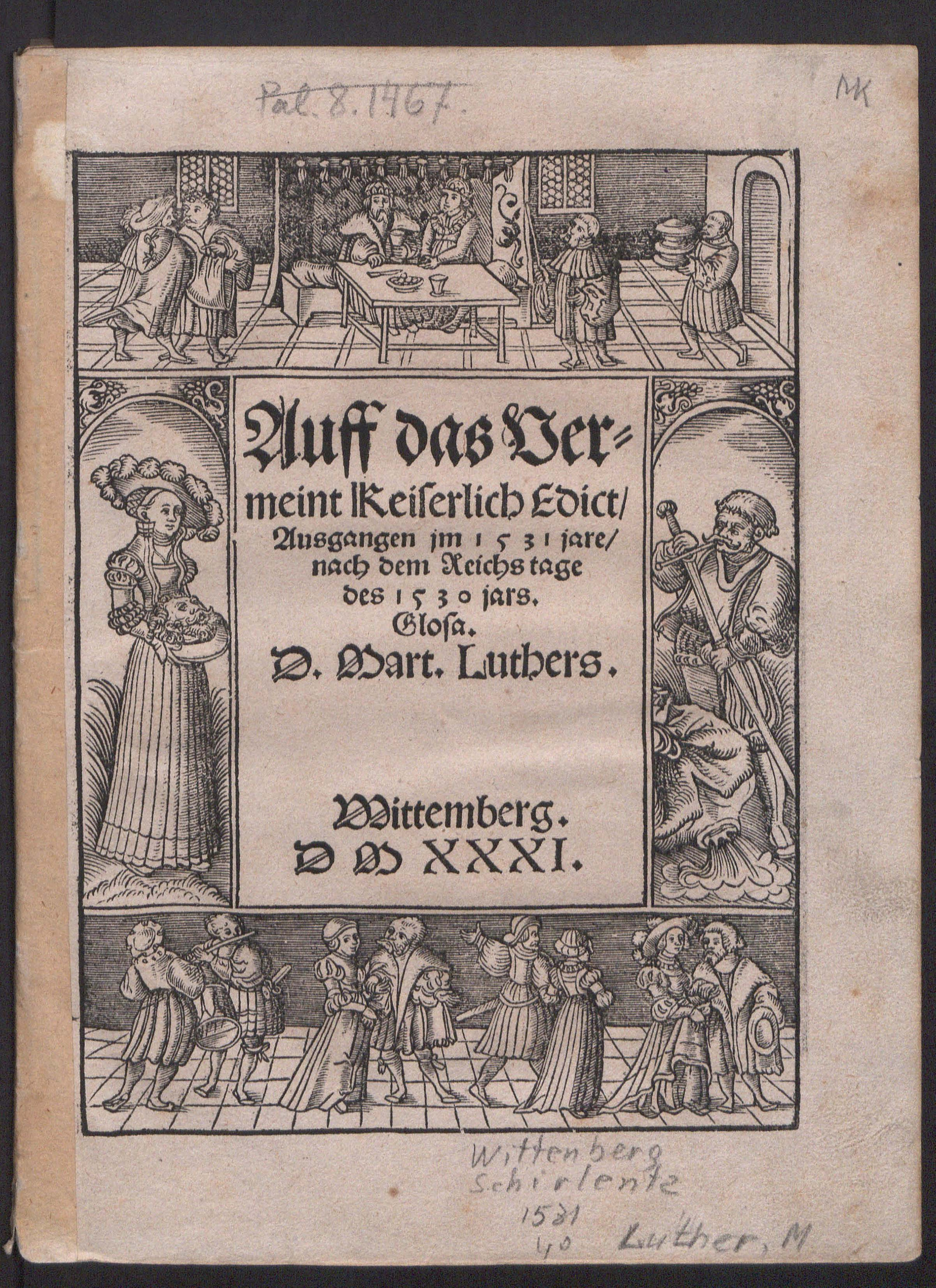 Изображение Auff das Vermeint Keiserlich Edict, ausgangen jm 1531 jare, nach dem Reichs tage des 1530 jars. Glosa