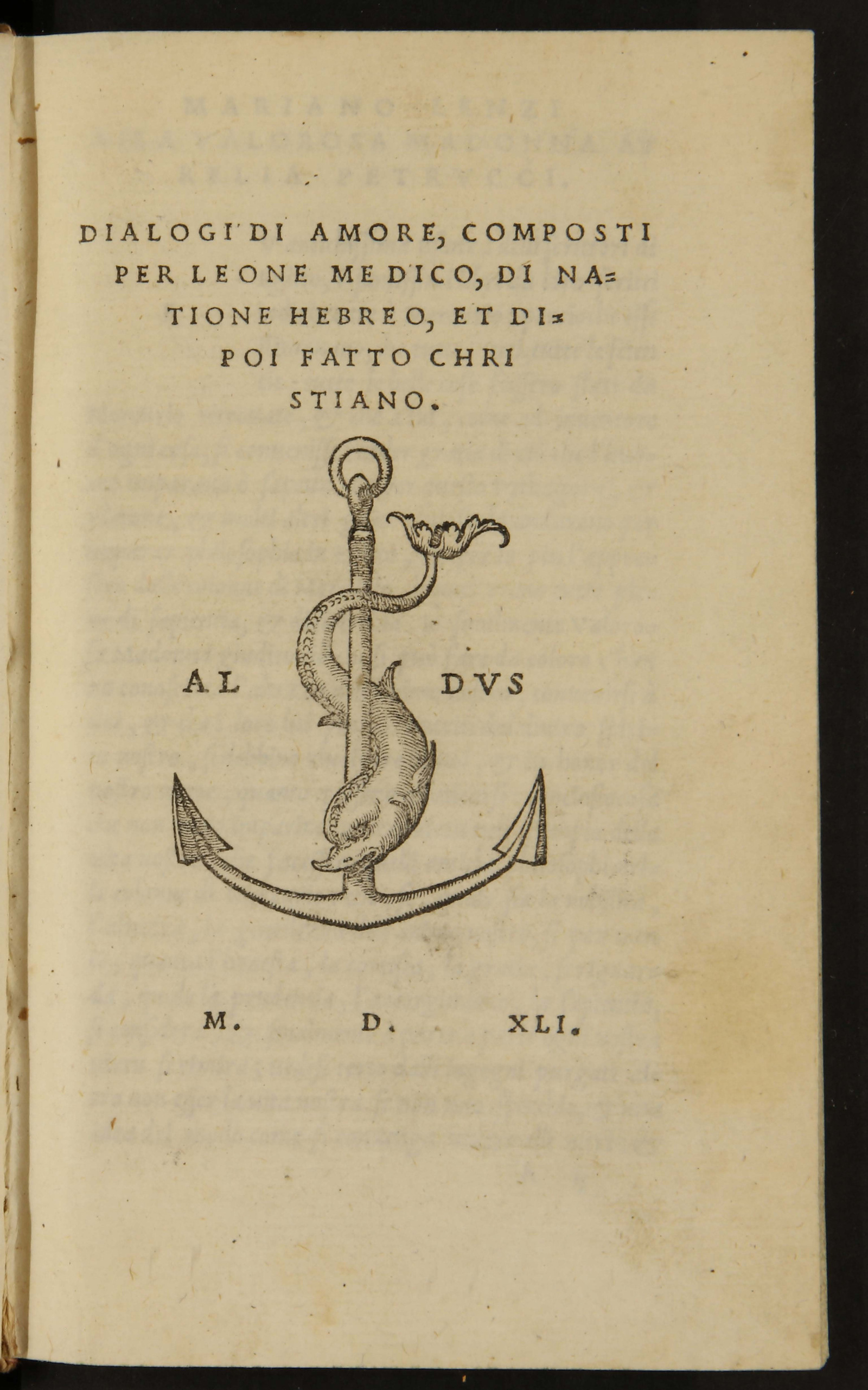 Изображение книги Dialogi di amore, composti per Leone medico, di natione hebreo, et dipoi fatto christiano