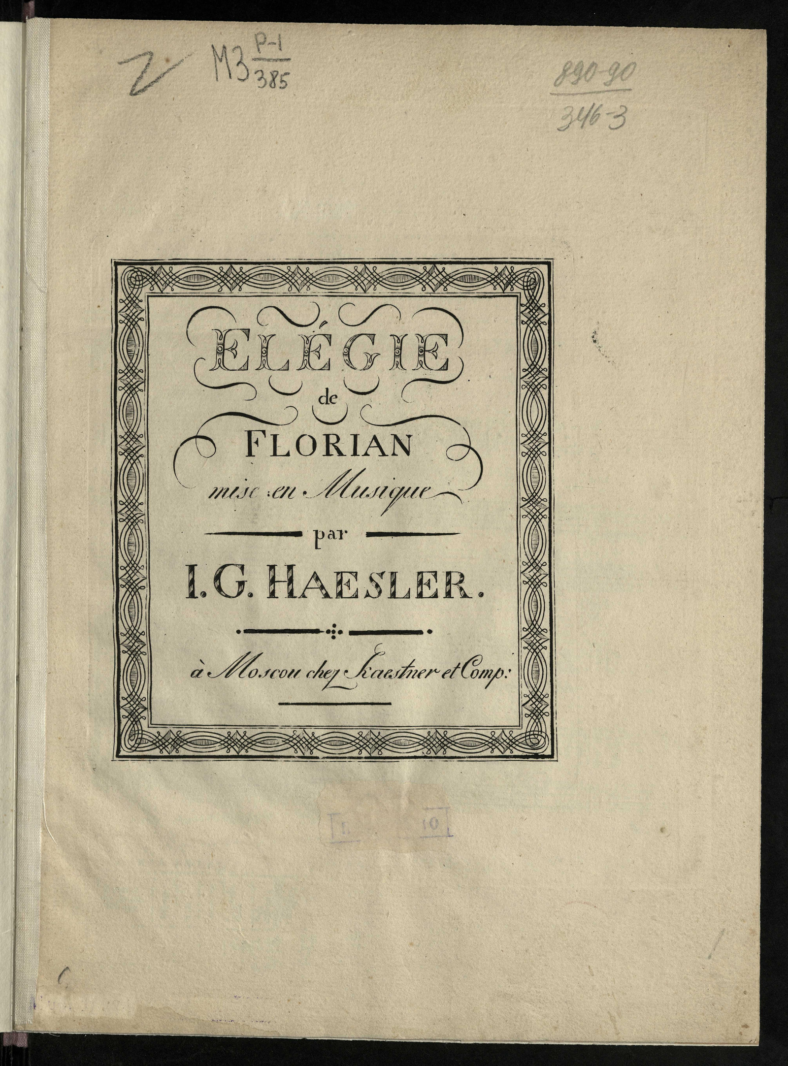 Изображение книги Elégie de Florian: «Tout se tait ...»