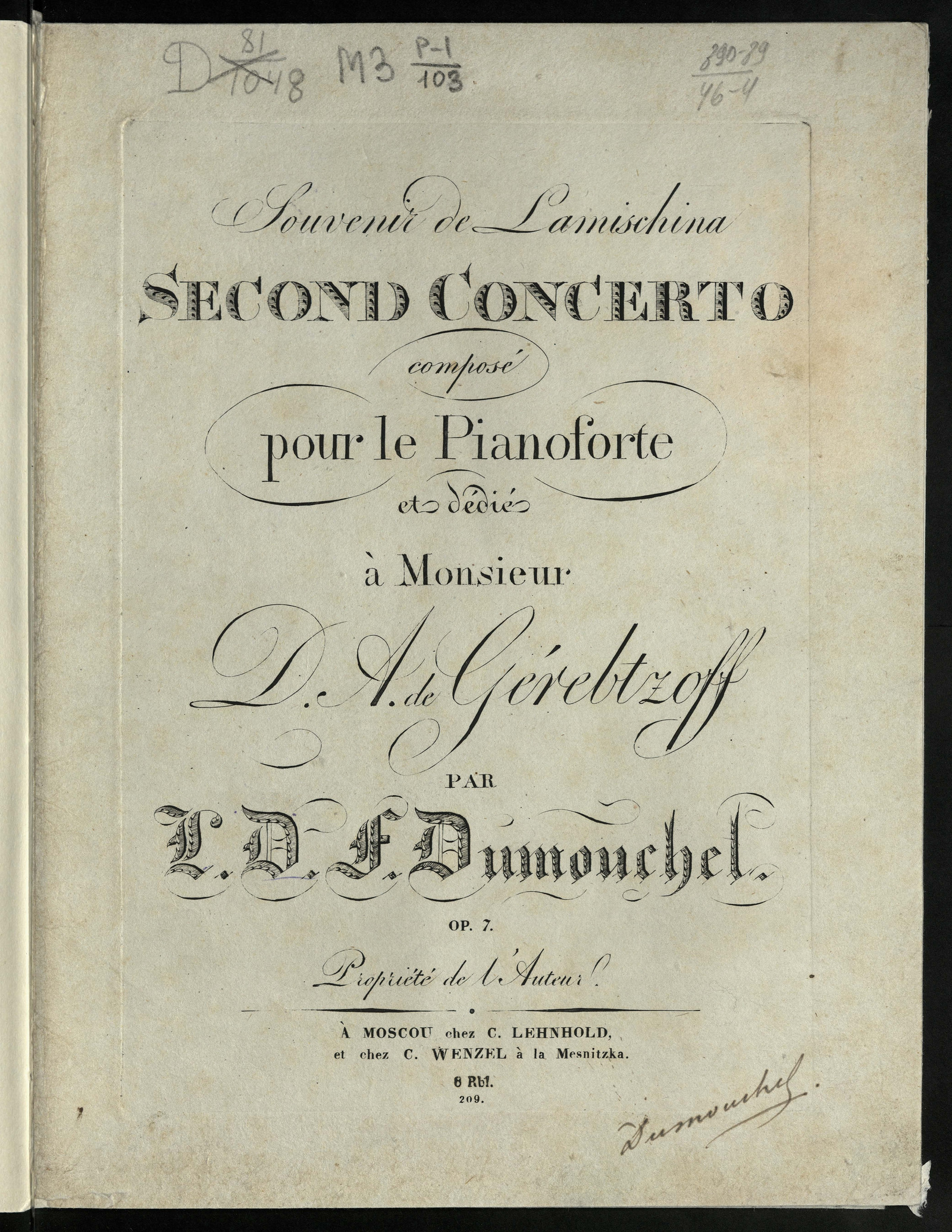 Изображение книги Souvenir de Lamischina: Second concerto: оp. 7
