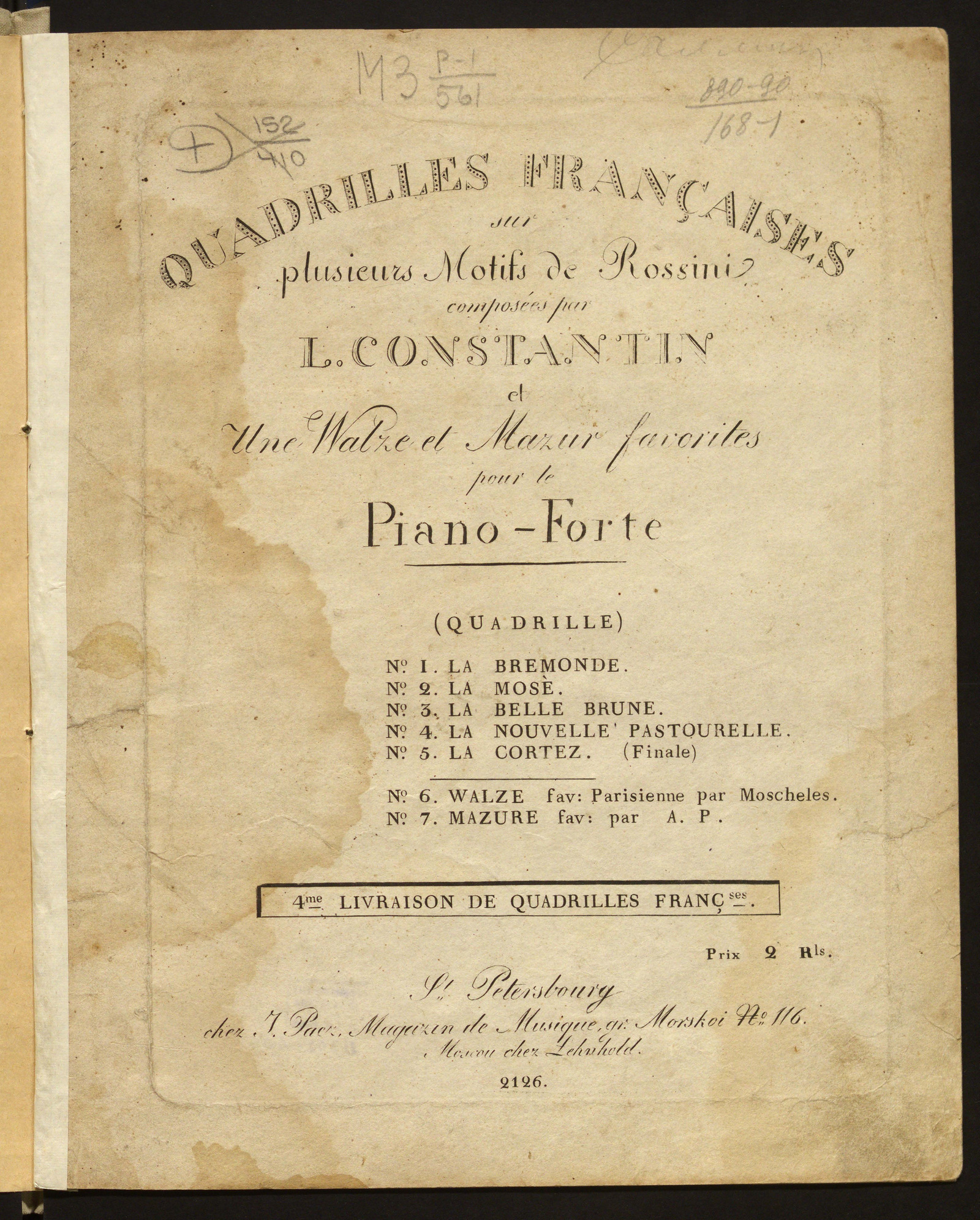 Изображение книги Quadrilles françaises