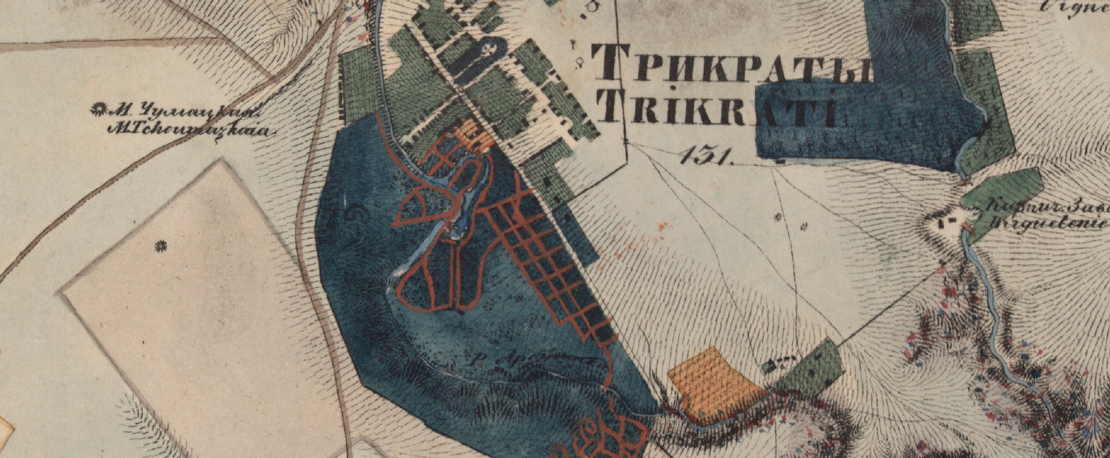 Фоновое изображение План окрестностей Вознесенска, снятый в 1836 году