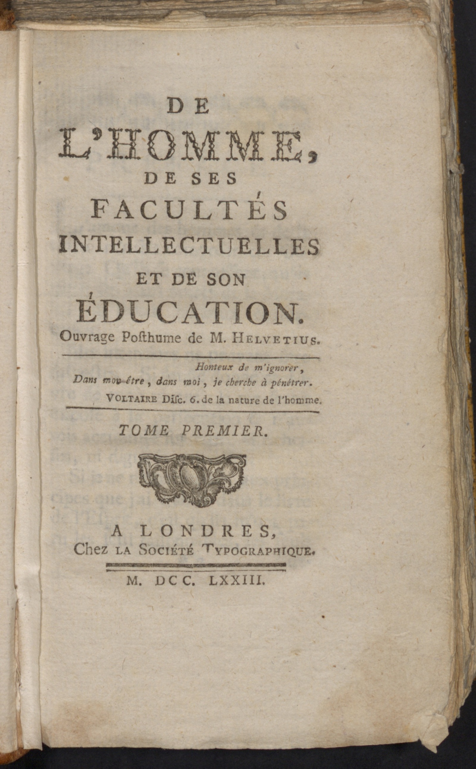 Изображение De l'homme, de ses facultés intellectuelles et de son éducation. T. 1