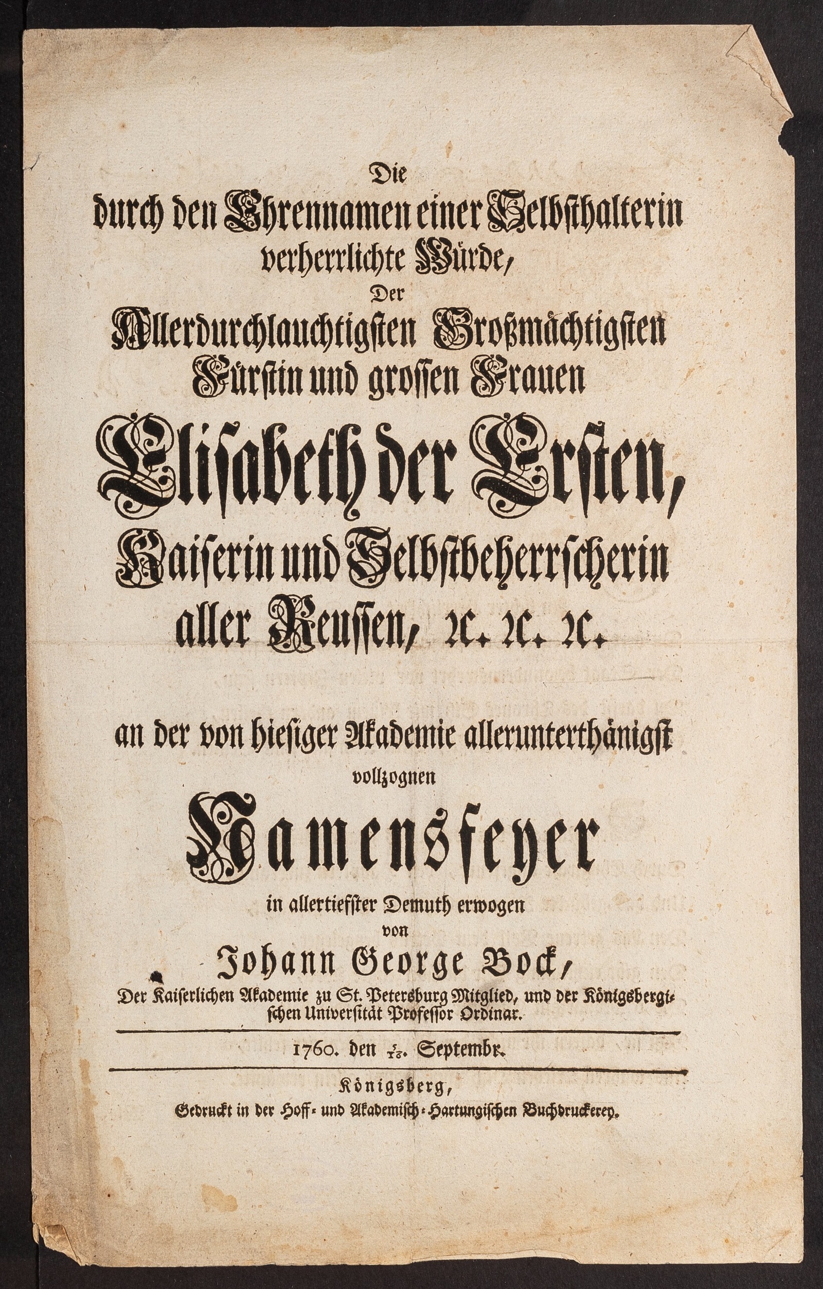 Изображение Die durch den Ehrennamen einer Selbsthalterin verherrlichte Würde, Der Allerdurchlauchtigsten Grossmächtigsten Fürstin und grossen Frauen Elisabeth der Ersten, Kaiserin und Selbstherrscherin aller Reussen