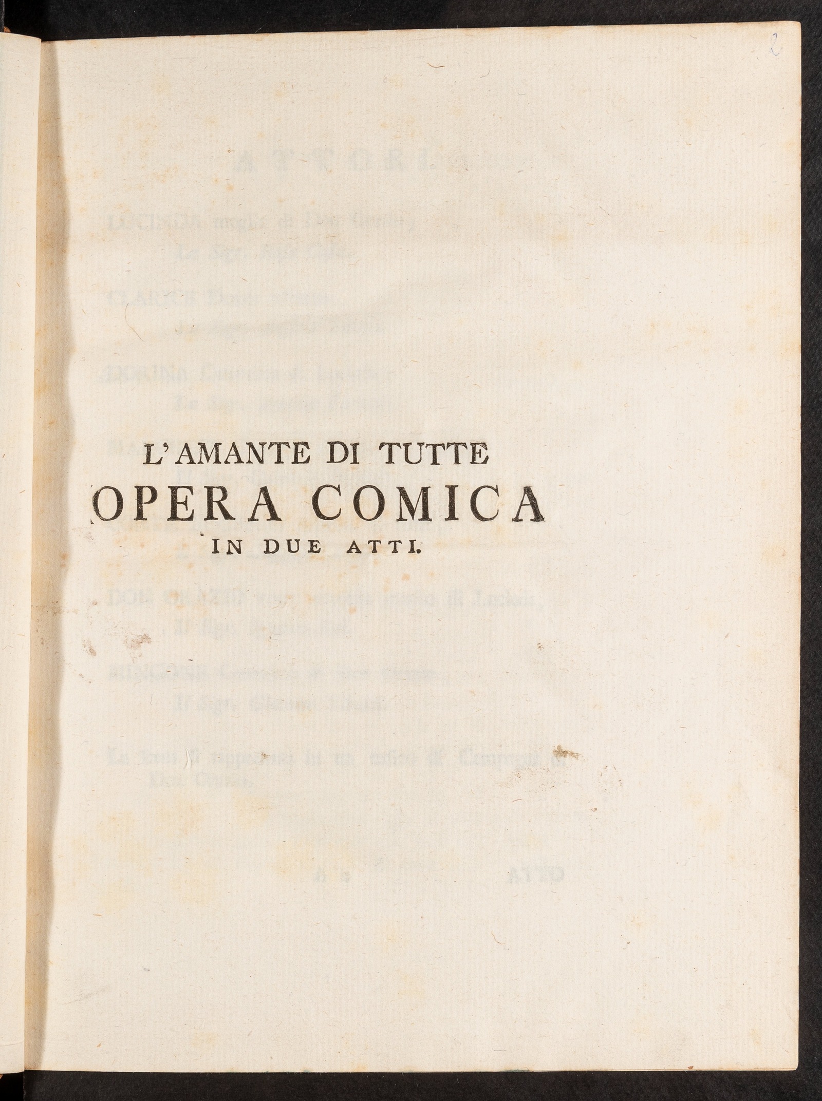 Изображение книги L’Amante di tutte opera comica in due atti