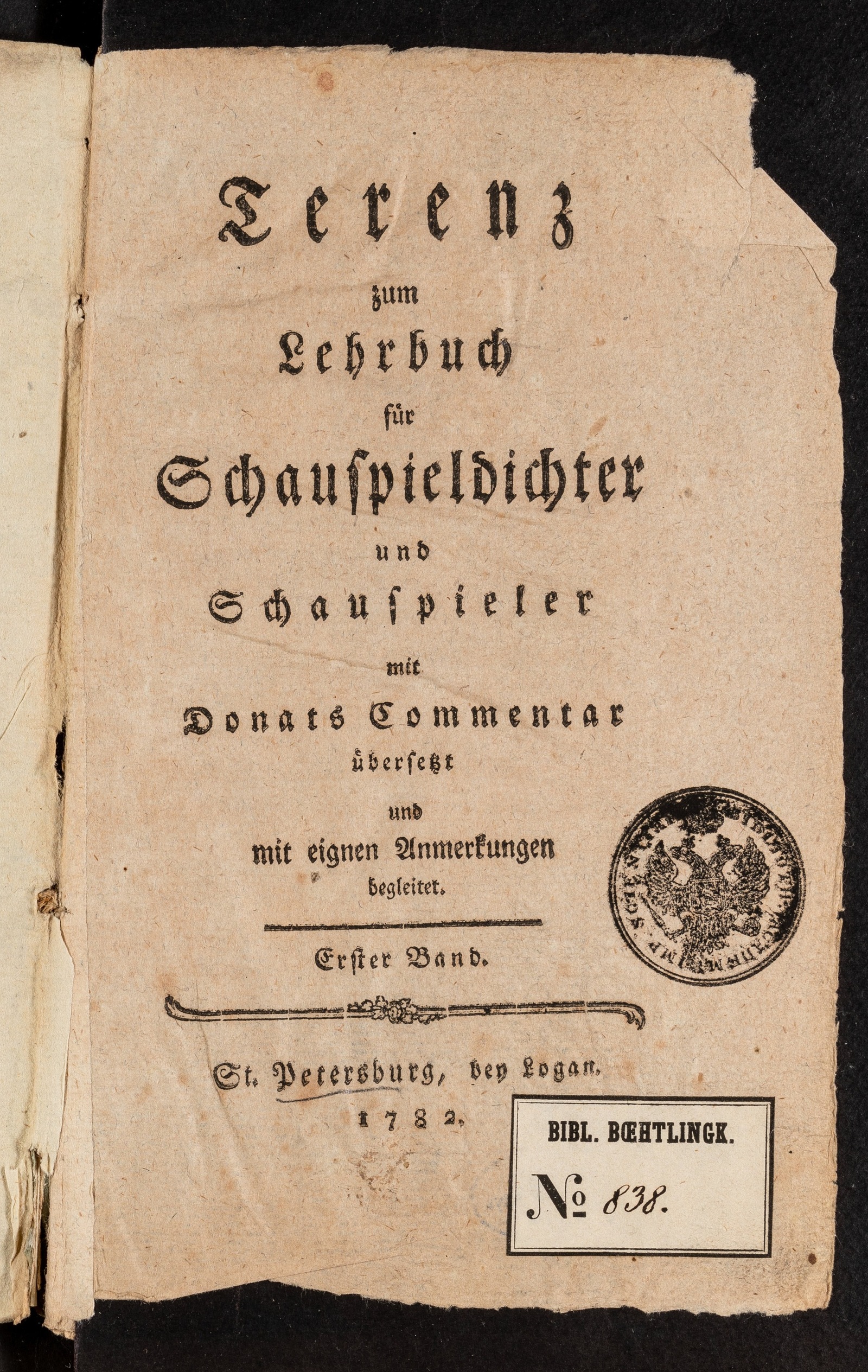 Изображение Terenz zum Lehrbuch für Schauspieldichter und Schauspieler: mit Donats Сommentar übersetzt und mit eignen Anmerkungen begleitet