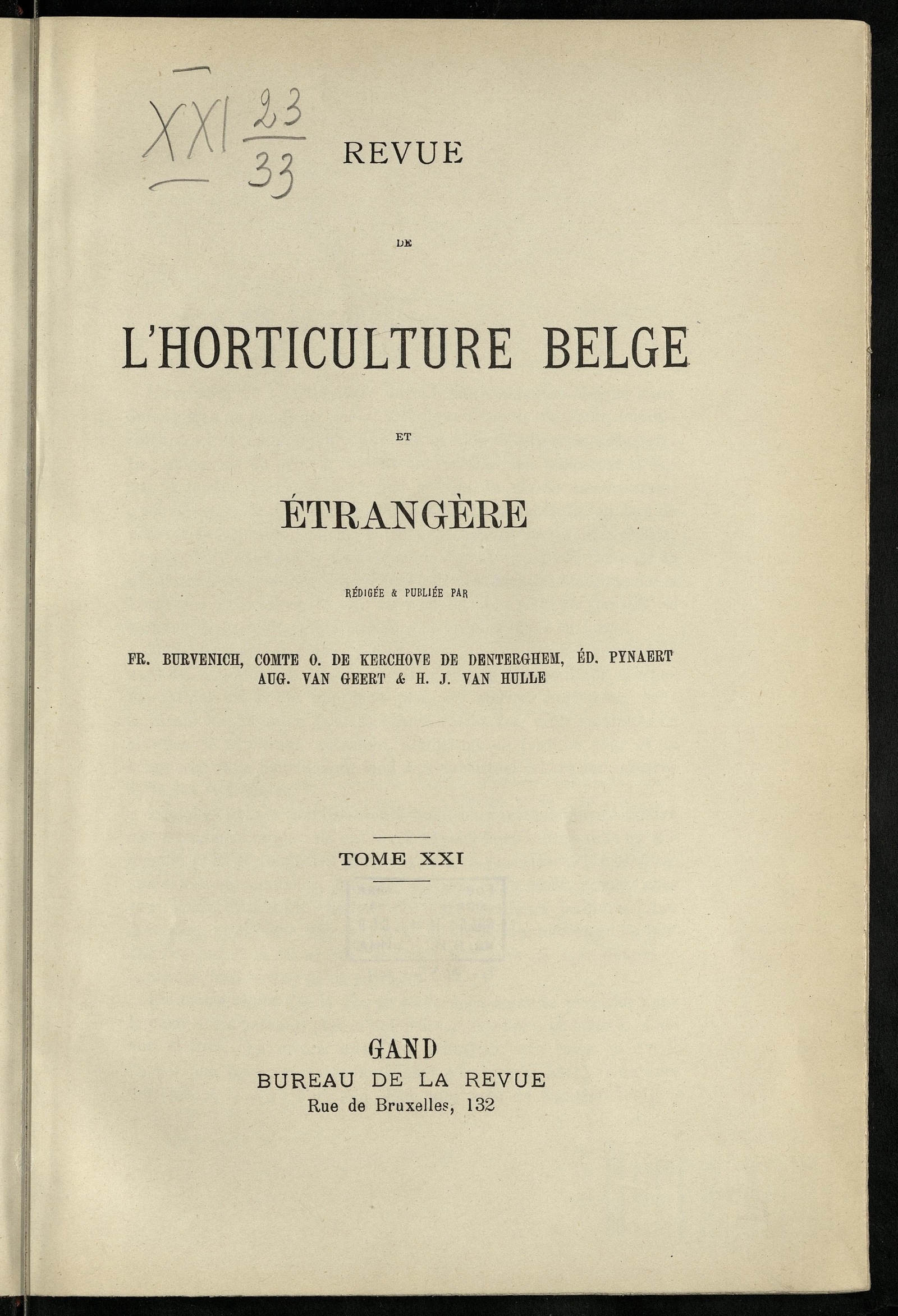 Изображение книги Revue de l'horticulture belge et étrangère. T. 21