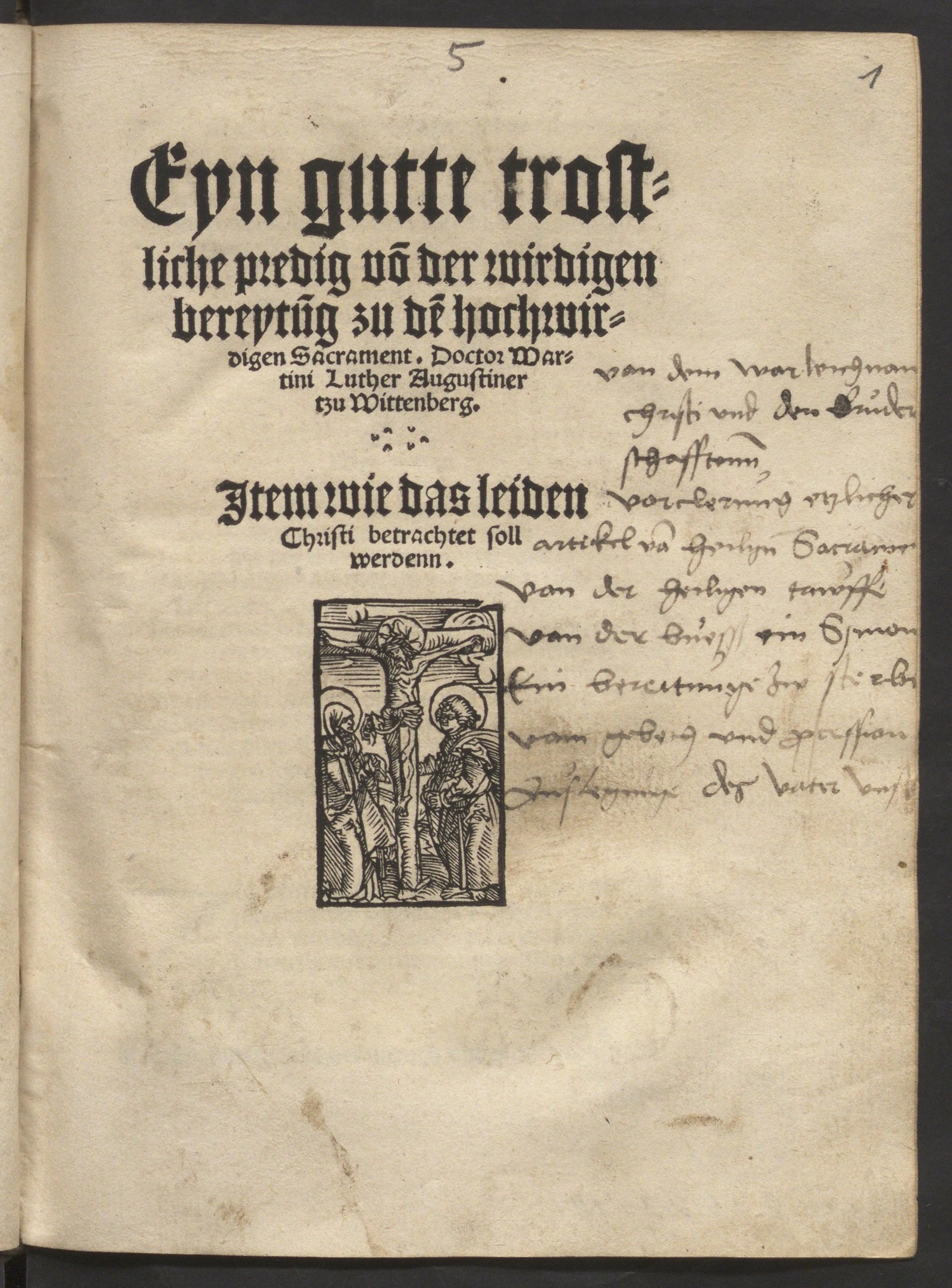 Изображение Eyn gutte trostliche predig von der wirdigen bereytung zu dem hochwirdigen Sacramet