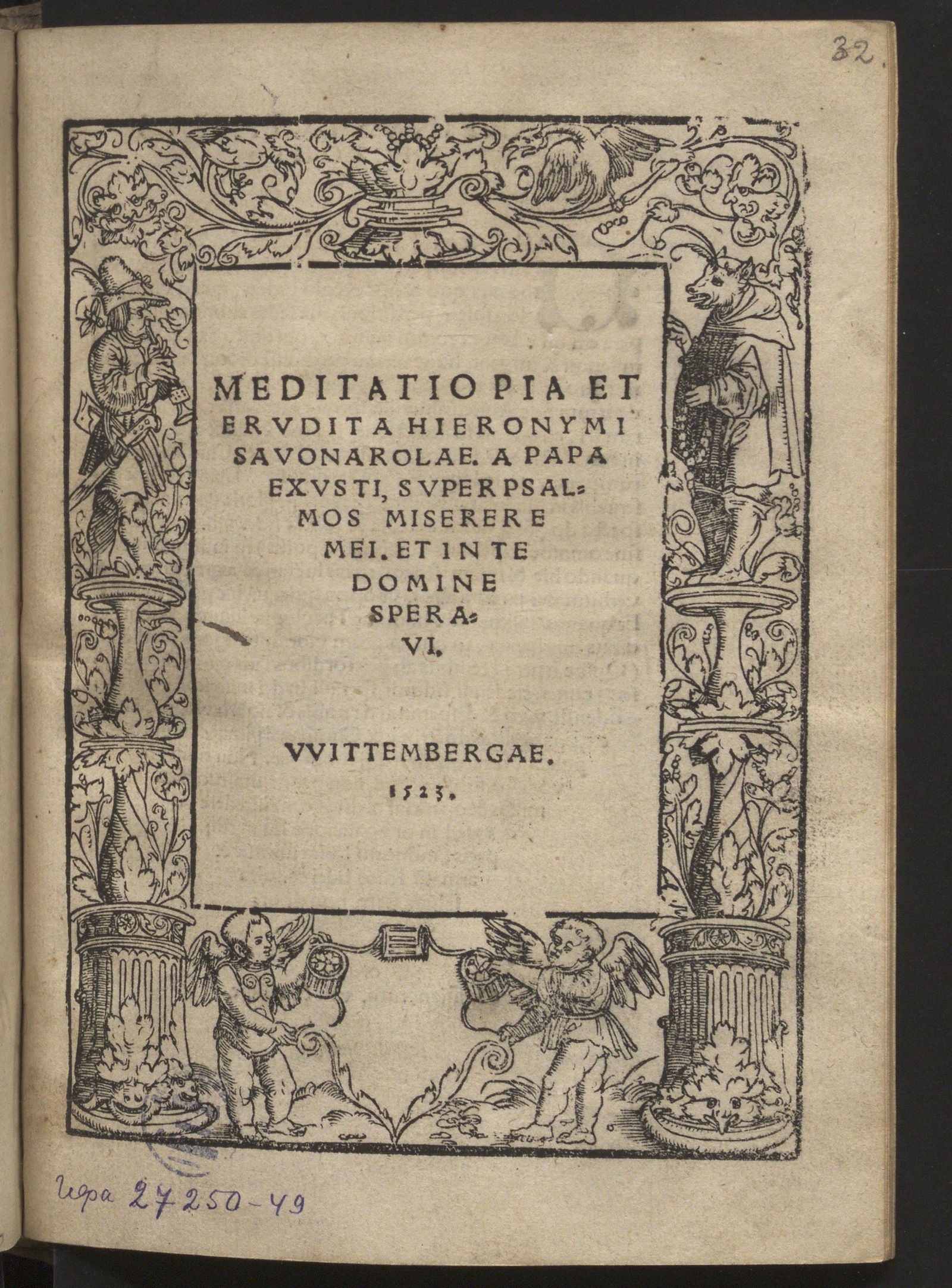 Изображение книги Meditatio pia et erudita Hieronymi Savonarolae