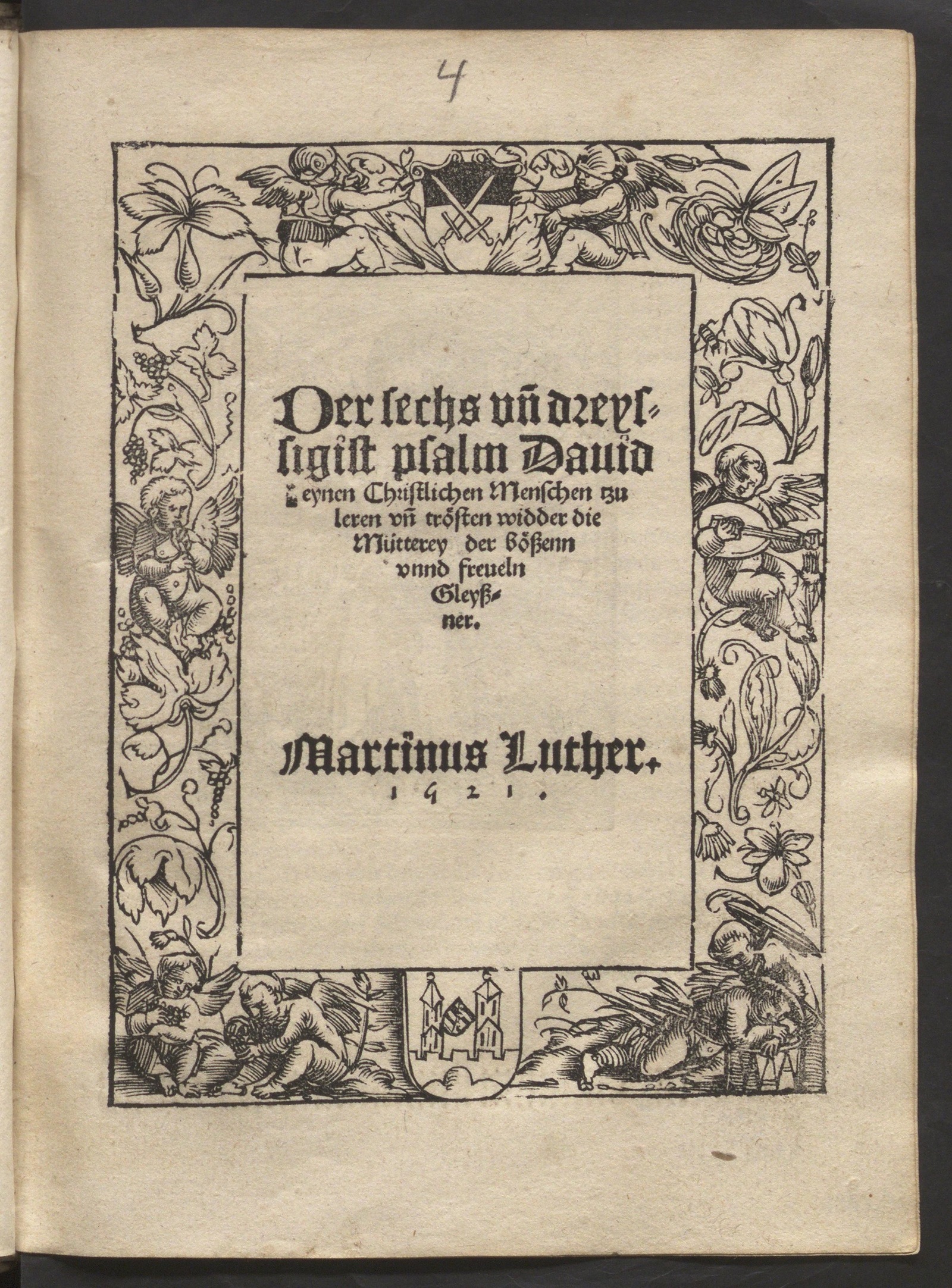 Изображение книги Der sechs und dreyssigist psalm Dauid: eynen Christlichen Menschen tzu leren und trösten widder die Mütterey der bössenn unnd freueln Gleyssner