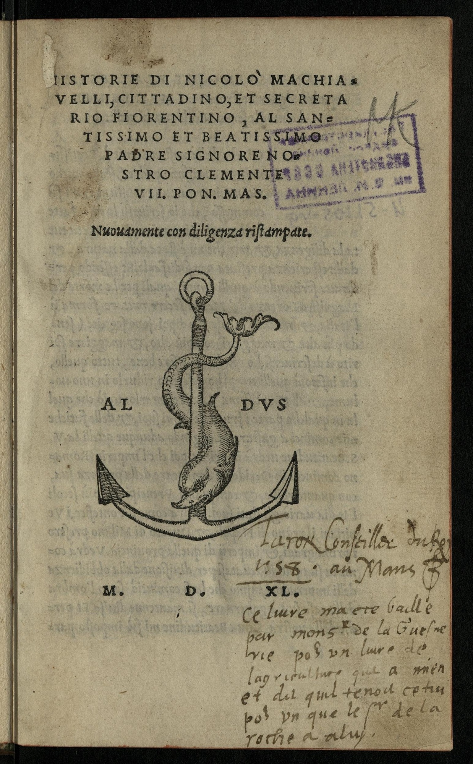 Изображение книги Historie Di Nicolò Machiavelli, cittadino, et secretario Fiorentino