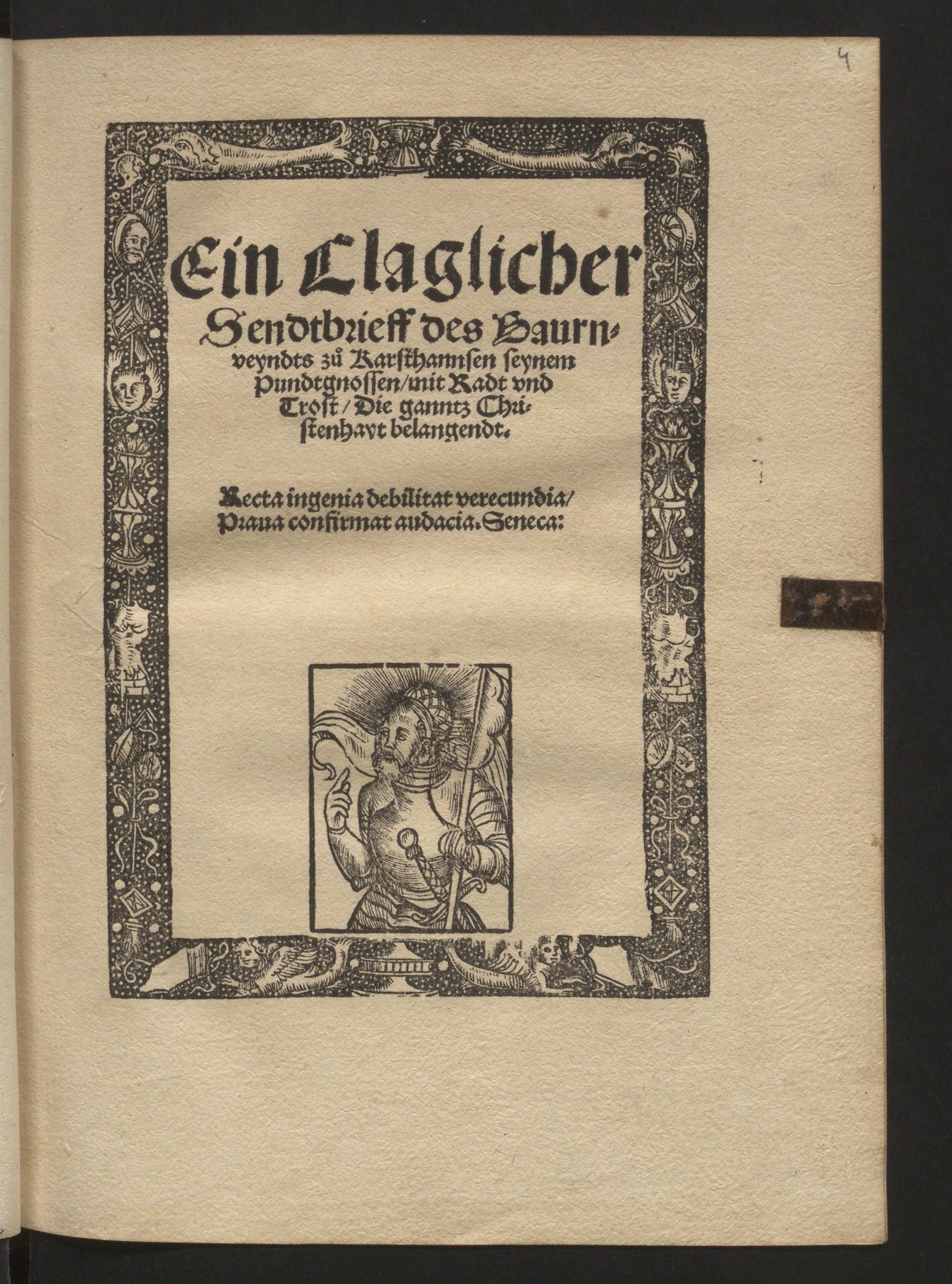 Изображение книги Ein Claglicher Sendtbrieff des Baurnveyndts zü Karsthannsen seynem Pundtgnossen, mit Radt und Trost, Die ganntz Christenhayt belangendt