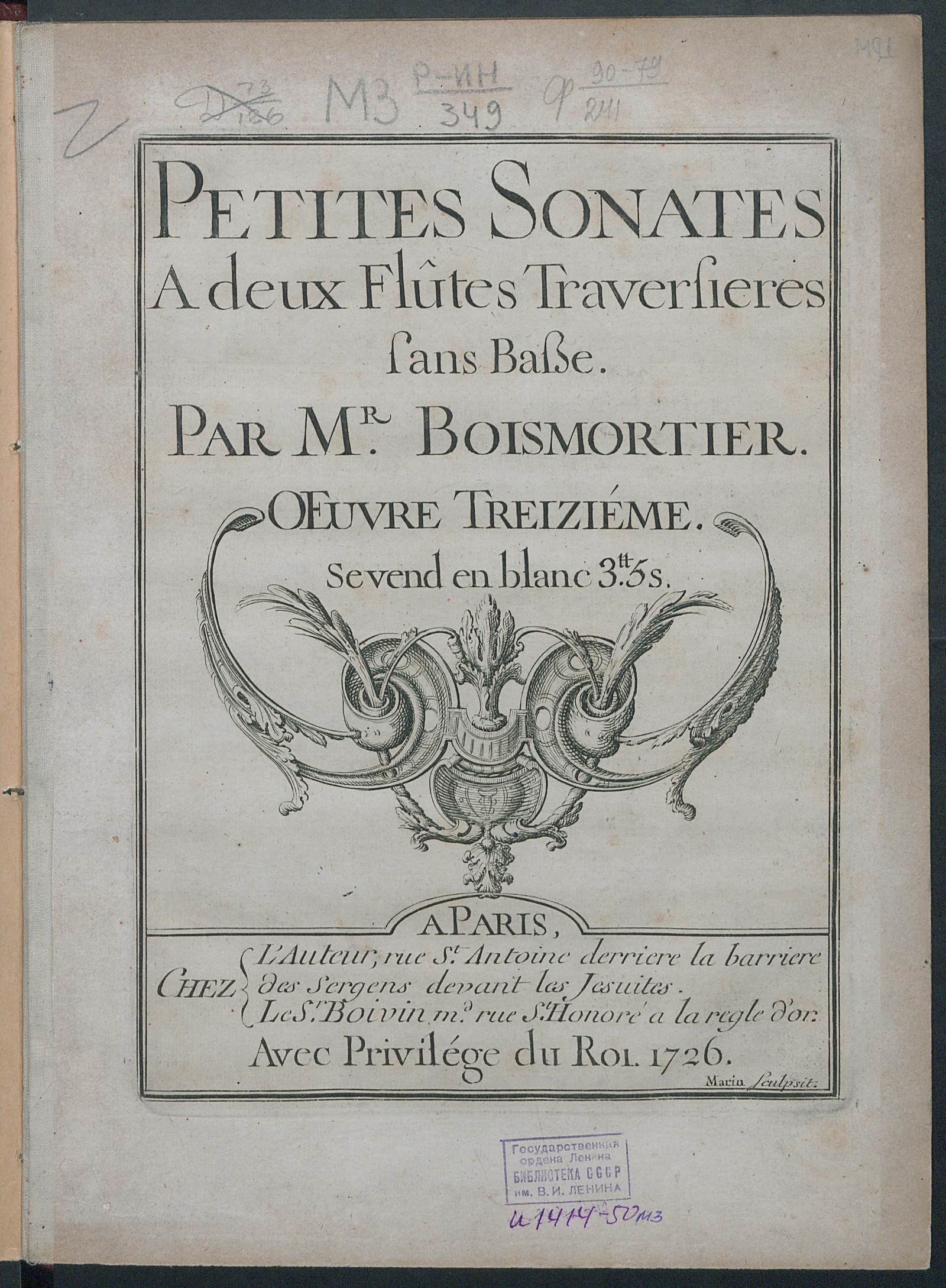 Изображение Petites sonates: 1-12: à deux flûtes traversières sans basse: oeuvre treiziéme