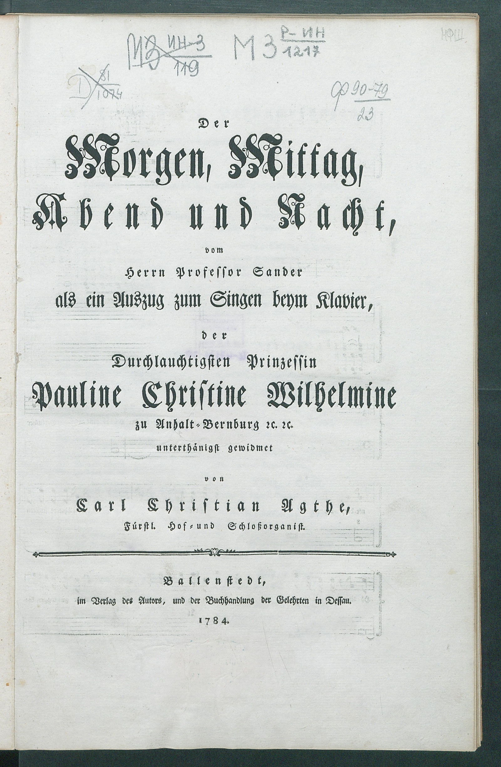 Изображение книги Der Morgen, Mittag, Abend und Nacht: для фортепиано с надписанным текстом