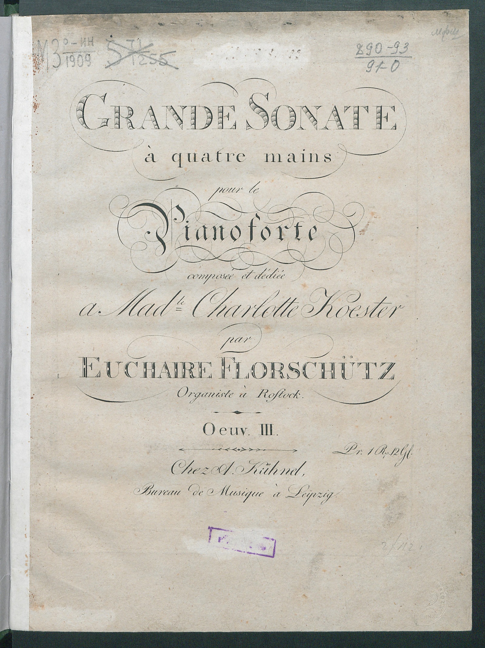 Изображение Grande sonate: à quatre mains pour le pianoforte: oeuv. III