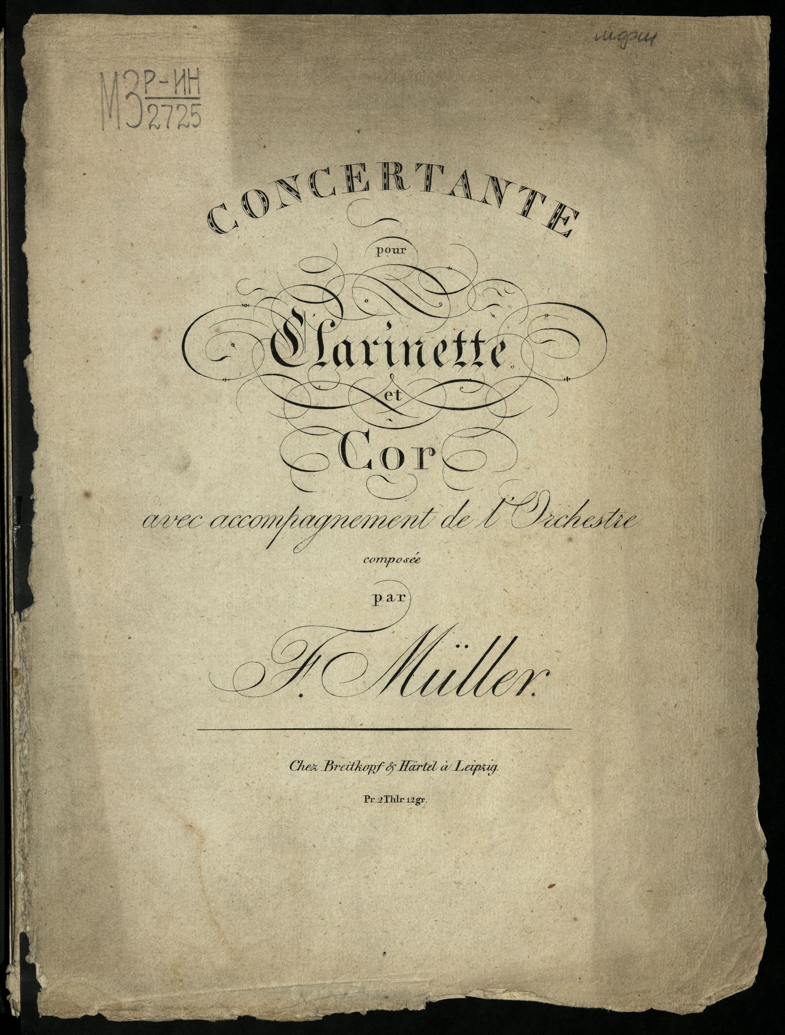 Изображение книги Concertante: pour clarinette et cor avec accompagnement de l'orchestre