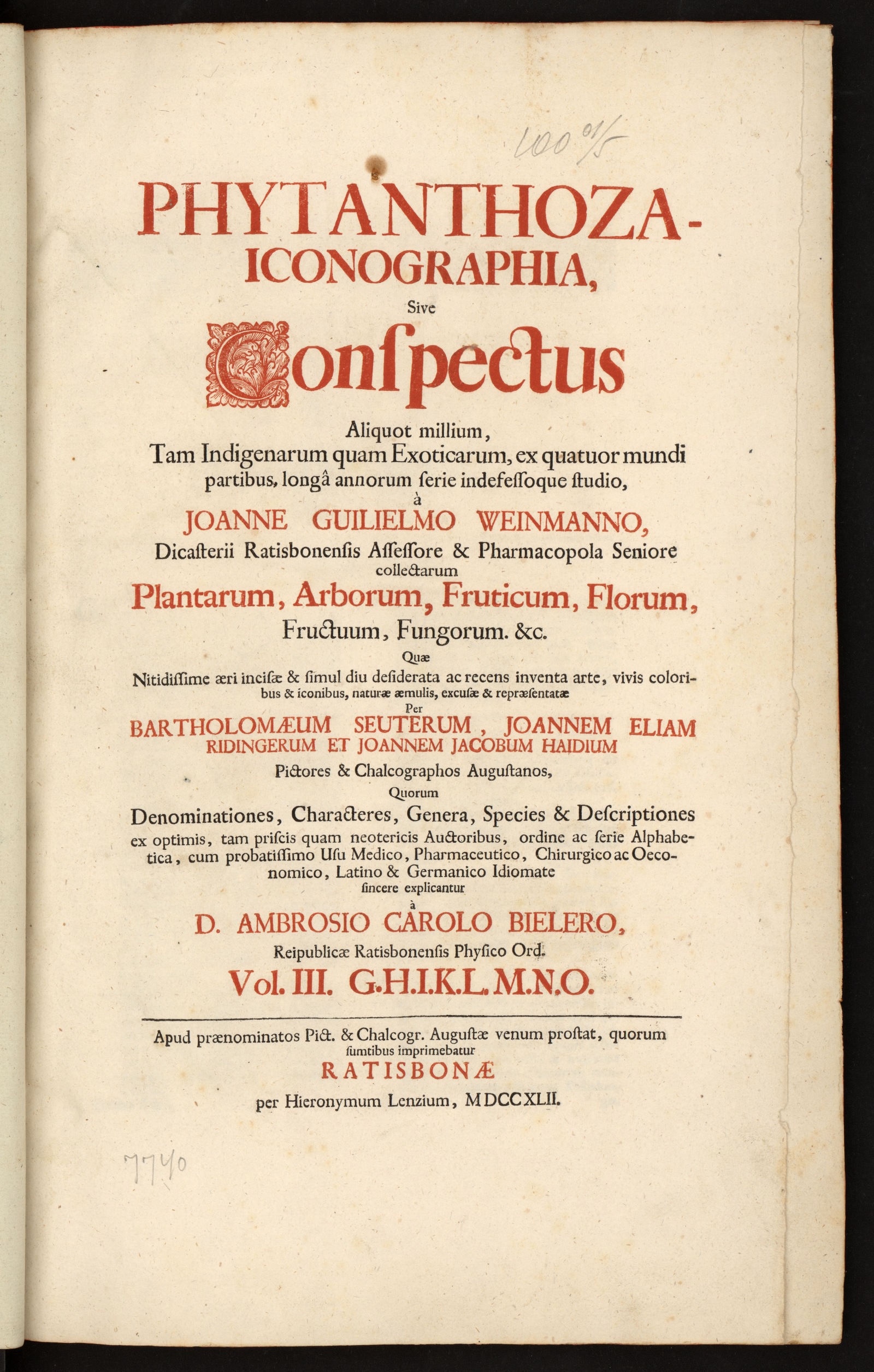 Изображение книги Phytanthoza iconographia, sive Conspectus aliquot millium, tam Indigenarum quam Exoticarum, ex quatuor mundi partibus...Vol. 1-4 (A-Z). Vol. 3: G. H. I. K. L. M. N. O