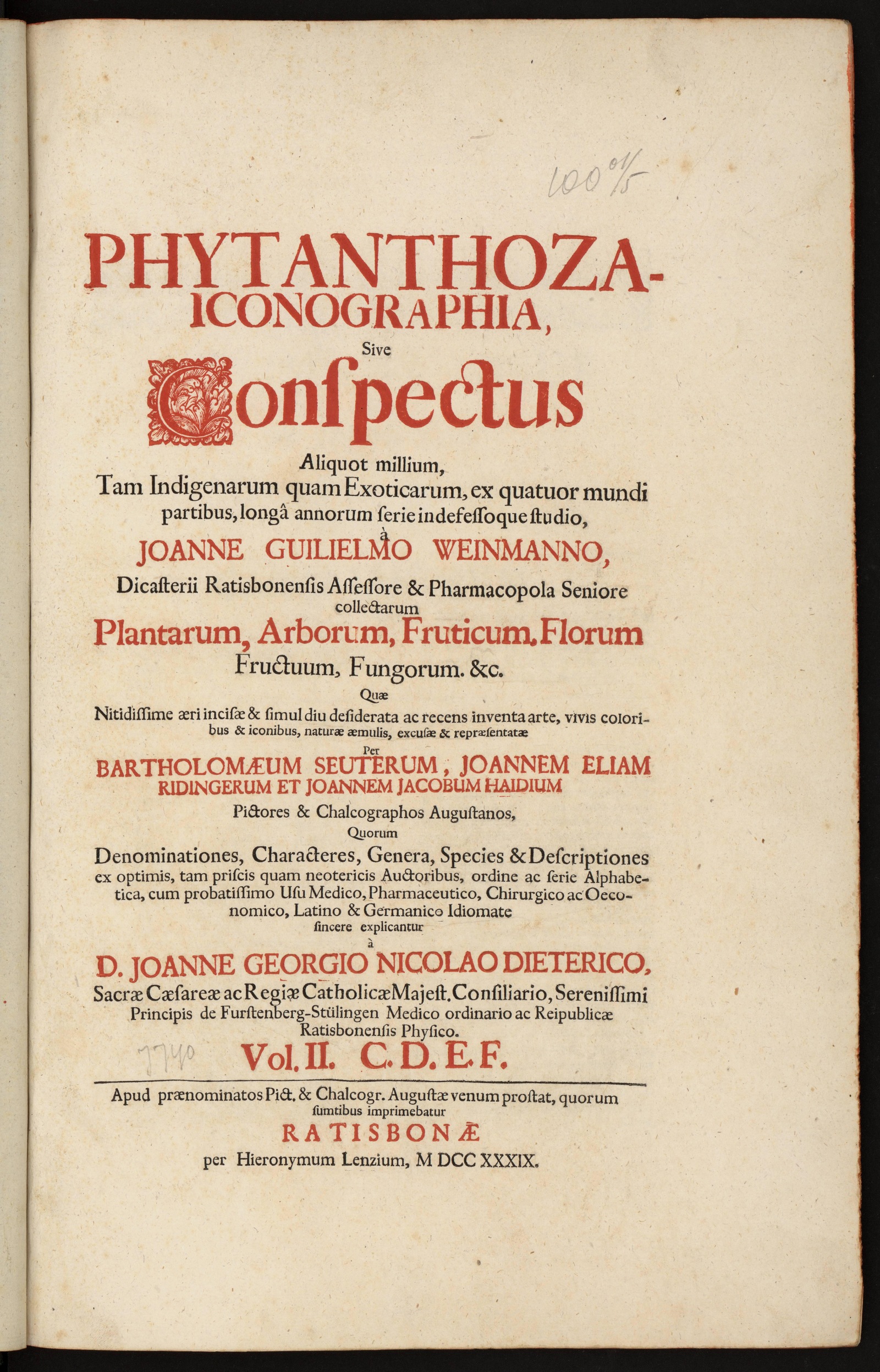 Изображение книги Phytanthoza iconographia, sive Conspectus aliquot millium, tam Indigenarum quam Exoticarum, ex quatuor mundi partibus...Vol. 2 : C. D. E. F