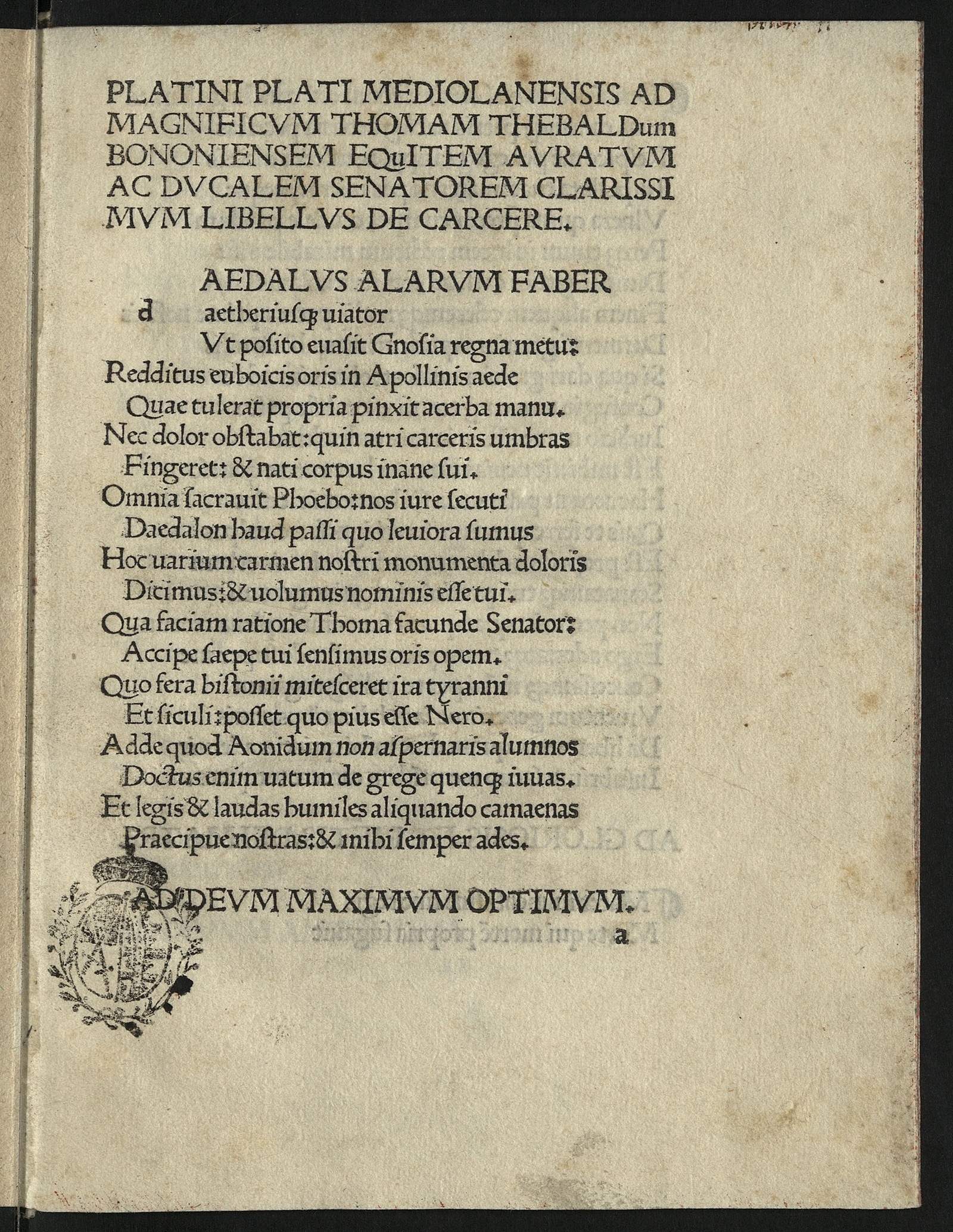Изображение книги Libellus de carcere et alia carmina