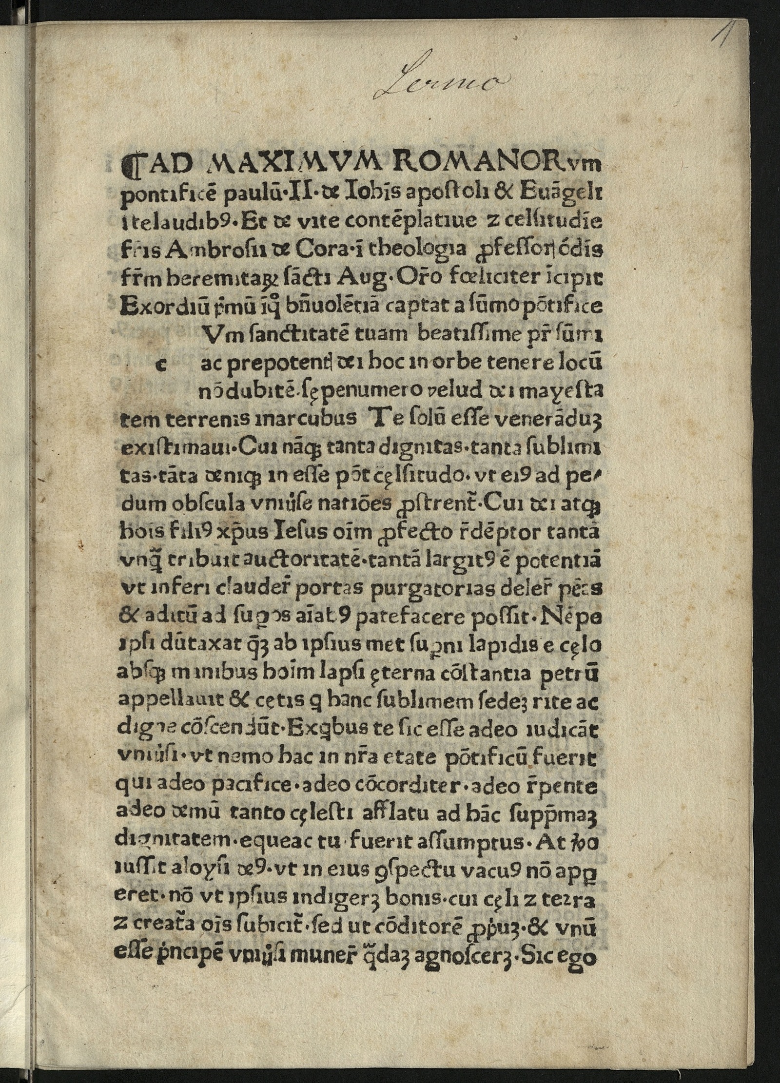 Изображение книги Oratio de Johannis apostoli et evangelistae laudibus et de vitae contemplativae celsitudine