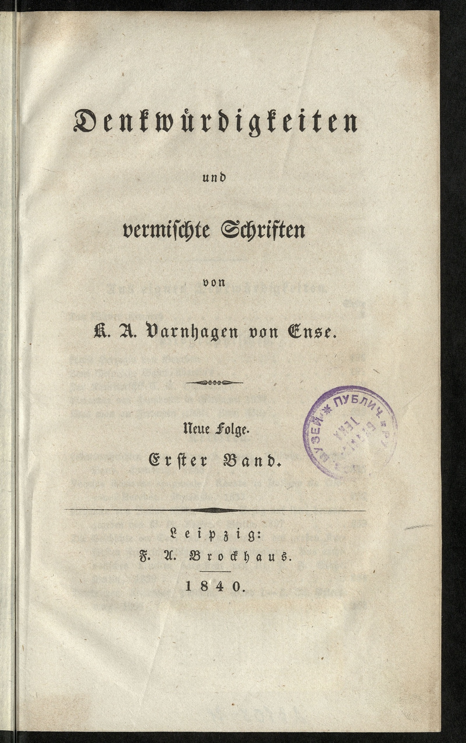 Изображение Denkwürdigkeiten und vermischte Schriften. [Bd. 5], Neue Folge, Bd. 1
