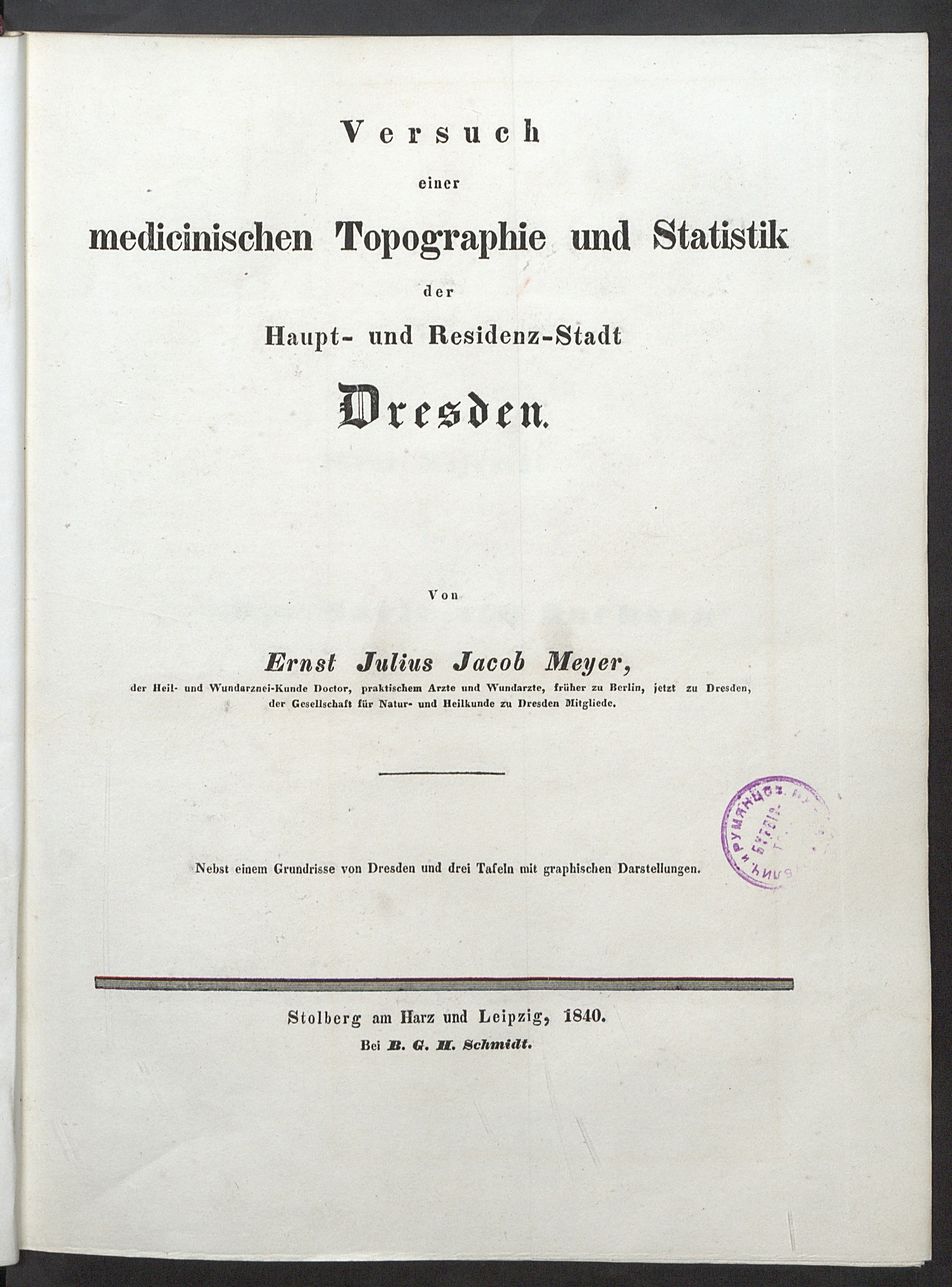 Изображение Versuch einer medicinischen Topographie und Statistik der Haupt- und Residenz-Stadt Dresden