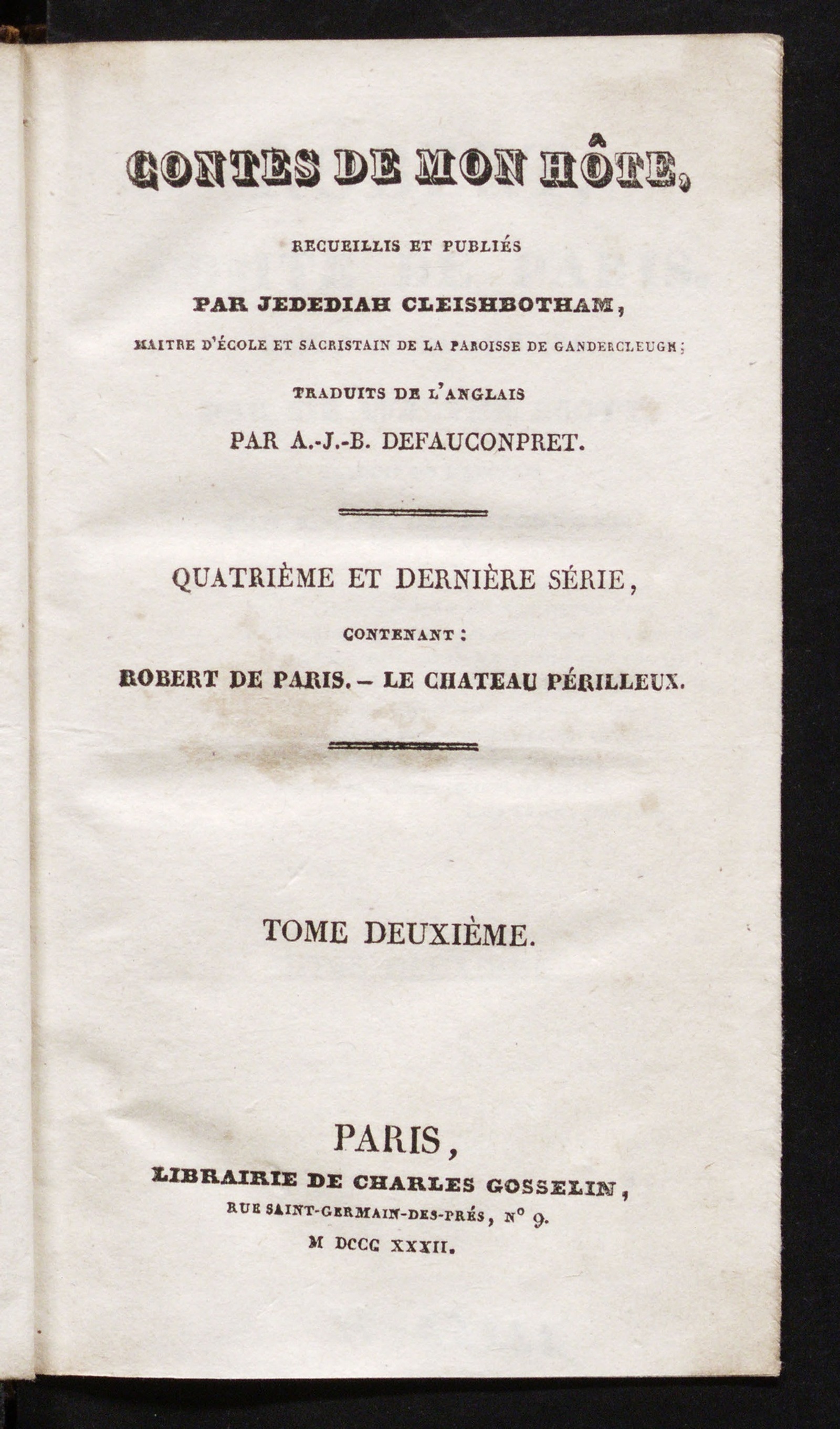 Изображение книги Oeuvres complètes de sir Walter Scott. T. 2. Contes de mon hôte, sér. 4e, t. 2 Robert, comte de Paris