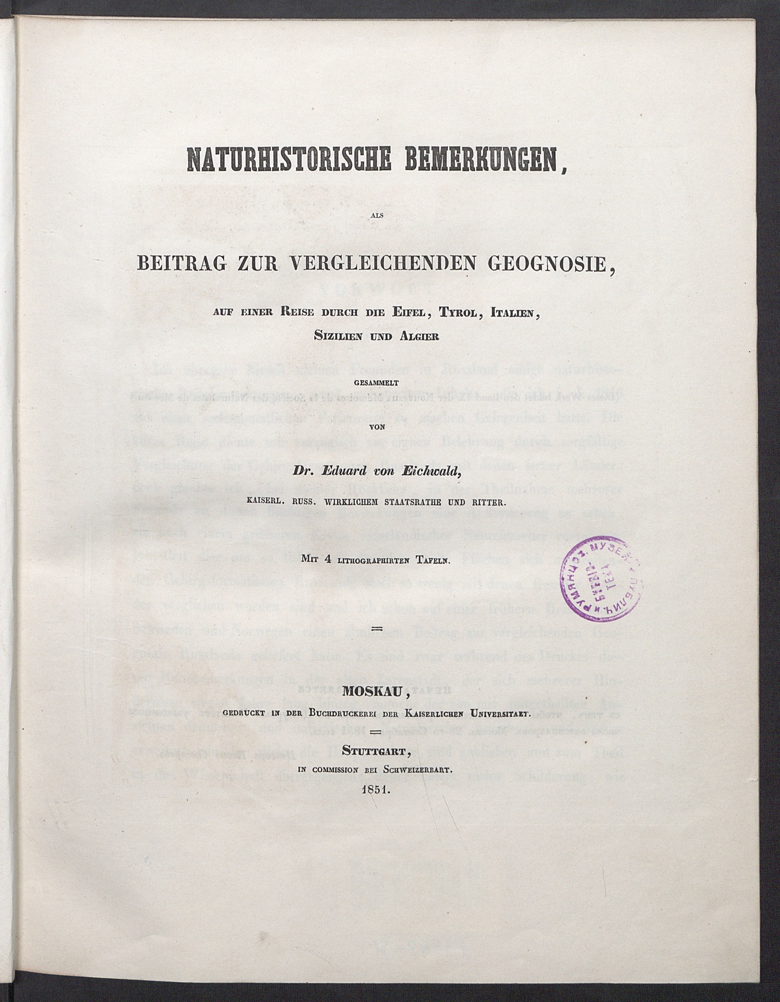 Изображение книги Naturhistorische Bemerkungen als Beitrag zur vergleichenden Geognosie auf einer Reise durch die Eifel, Tyrol, Italien, Sizilien und Algier