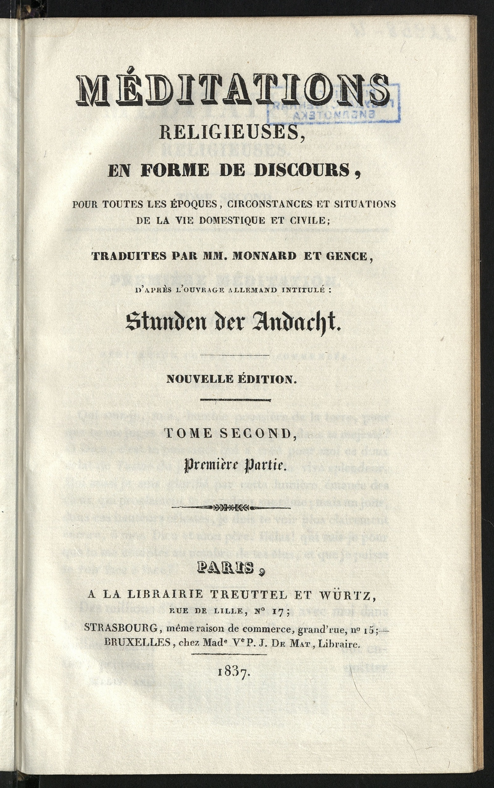 Изображение книги Méditations religieuses en forme de discours pour toutes les époques, circonstances et situations de la vie domestique et civile. T. 2, pt. 1-2. - Nouv. éd