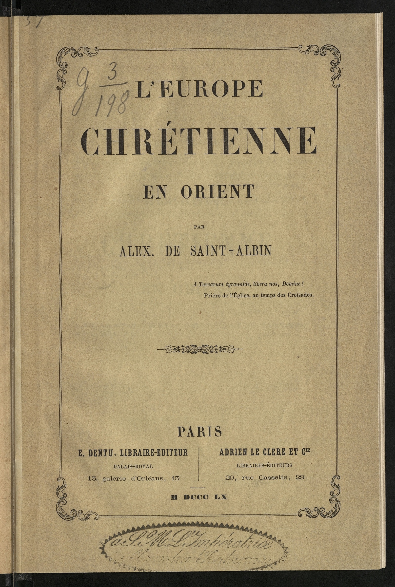 Изображение книги L'Europe chrétienne en Orient