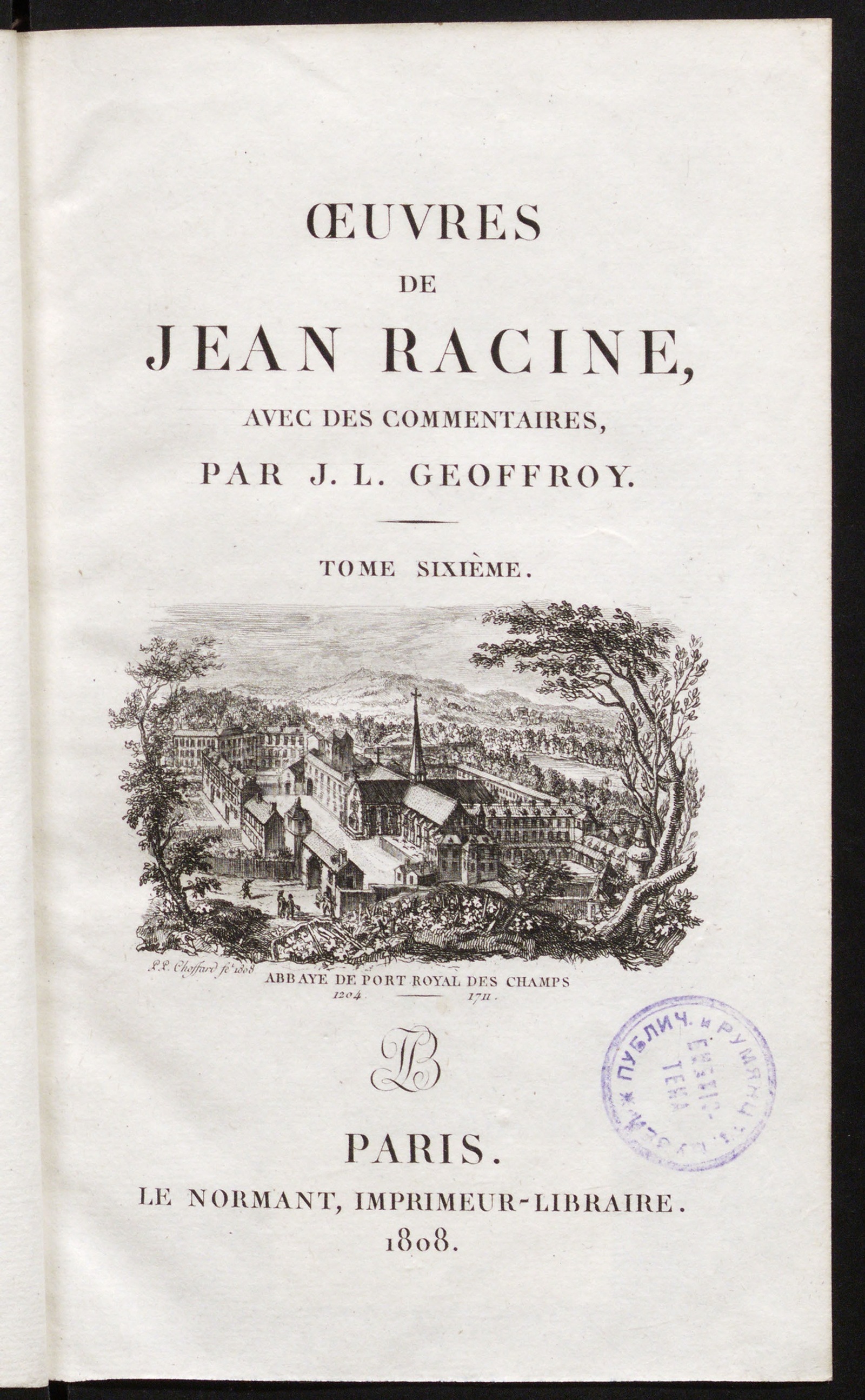 Изображение книги Œuvres de Jean Racine. T. 6