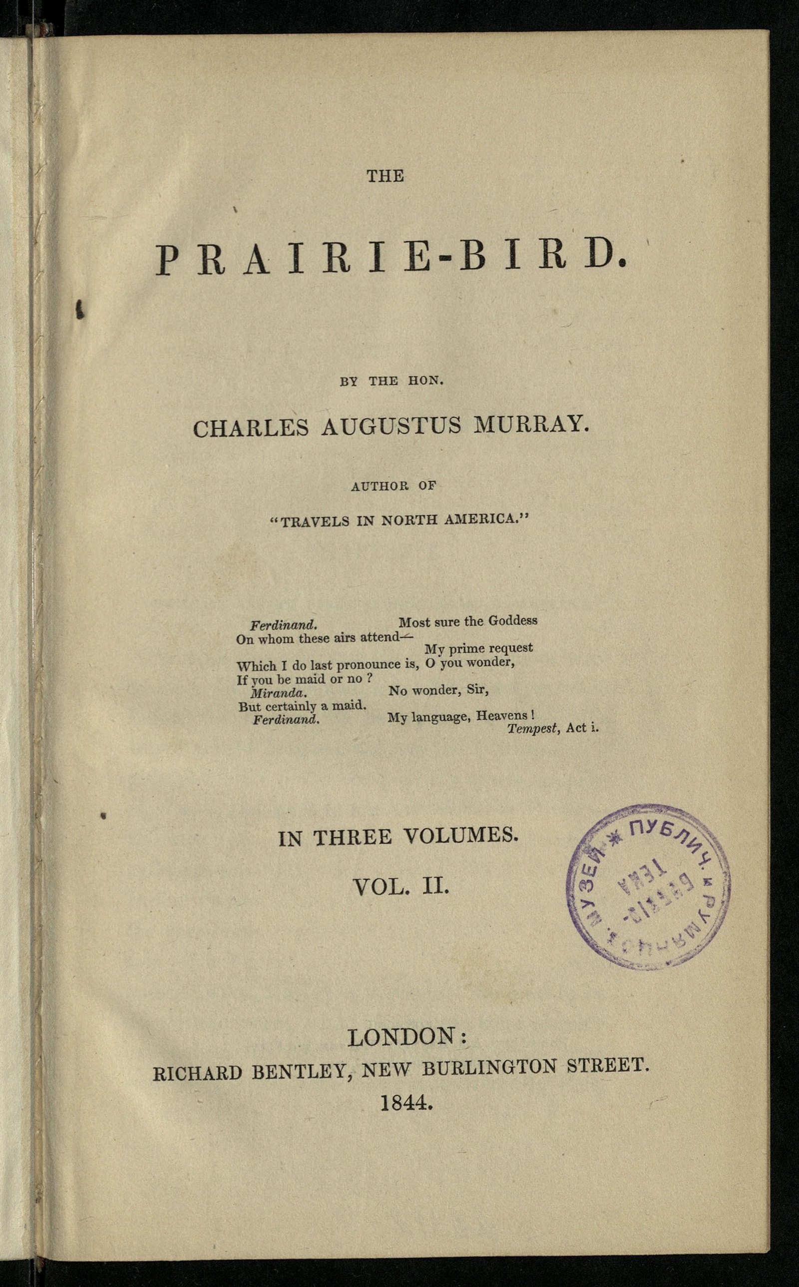 Изображение The prairie-bird. Vol. 2