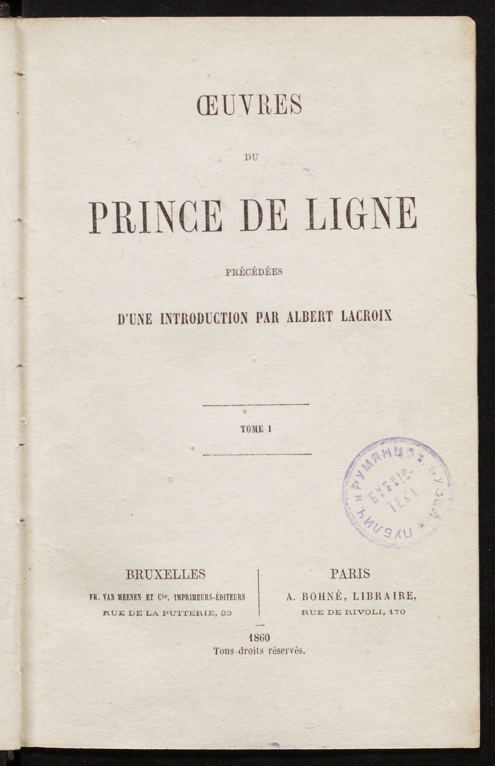 Изображение Œuvres du Prince de Ligne. T. 1