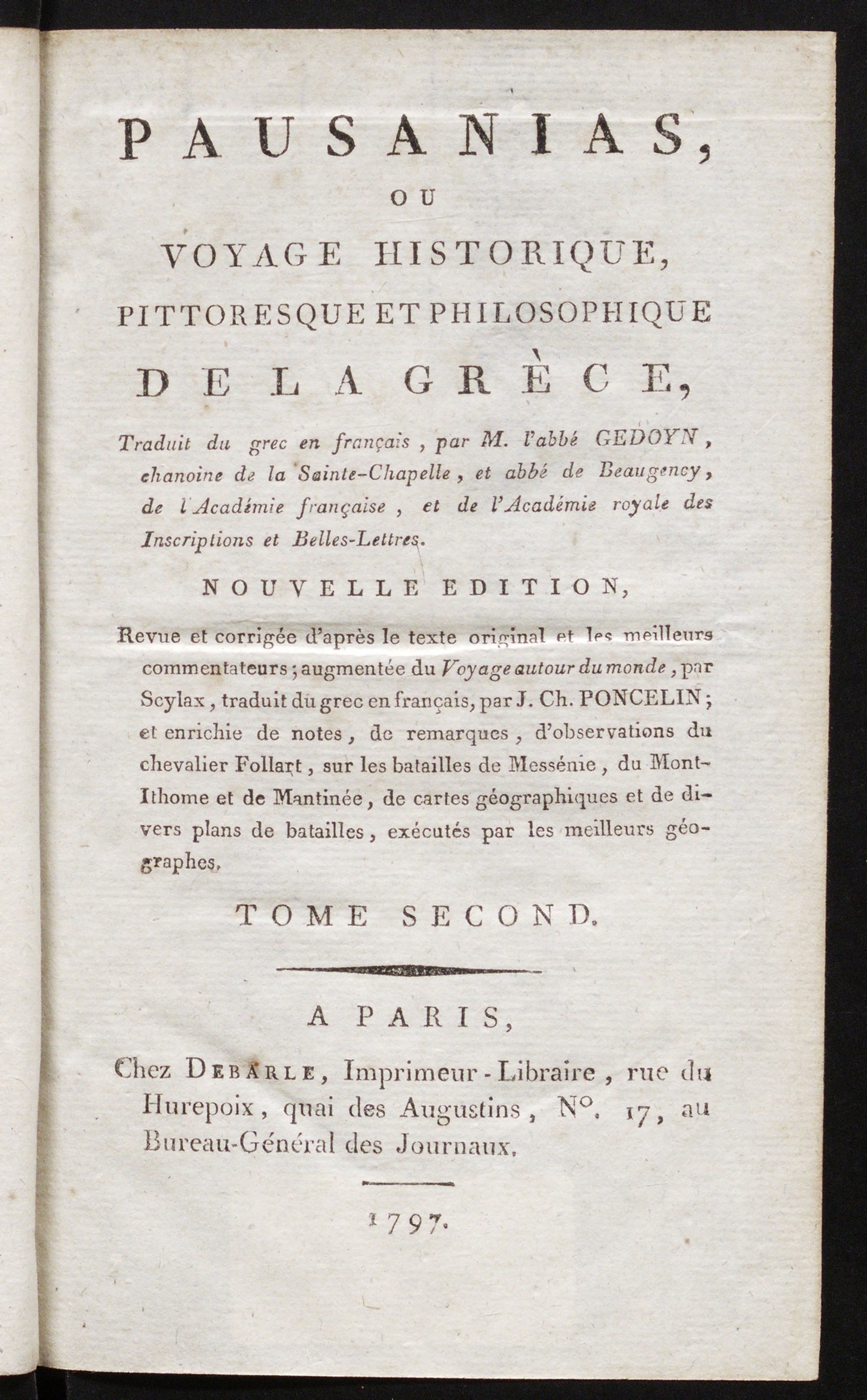 Изображение Pausanias, ou Voyage historique, pittoresque et philosophique de la Grèce. T. 2