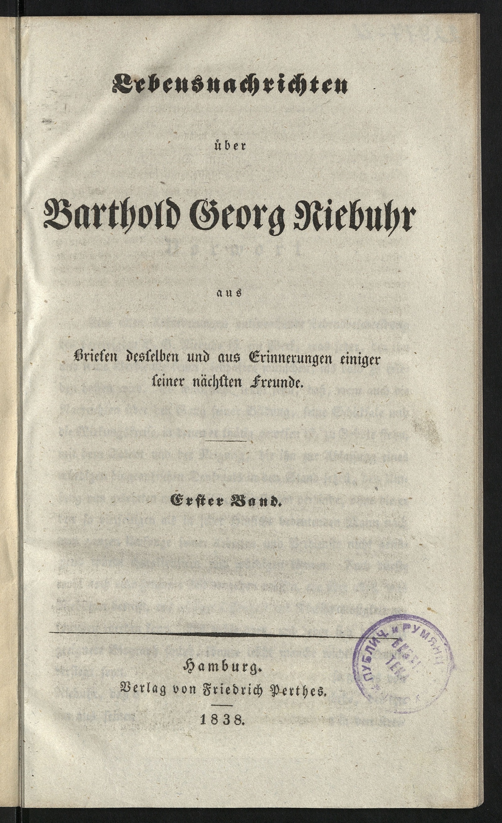 Изображение Lebensnachrichten über Barthold Georg Niebuhr. Bd. 1