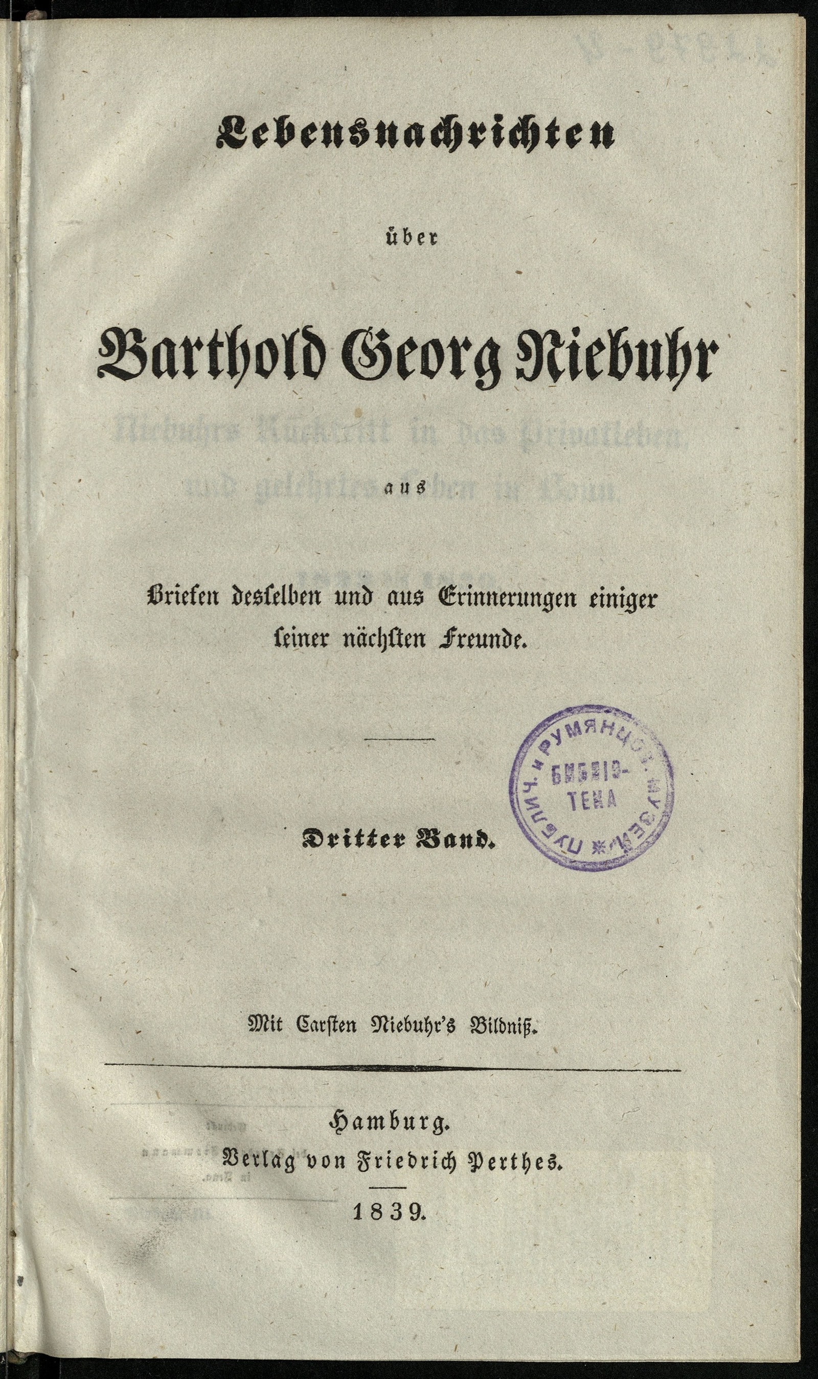 Изображение Lebensnachrichten über Barthold Georg Niebuhr. Bd. 3