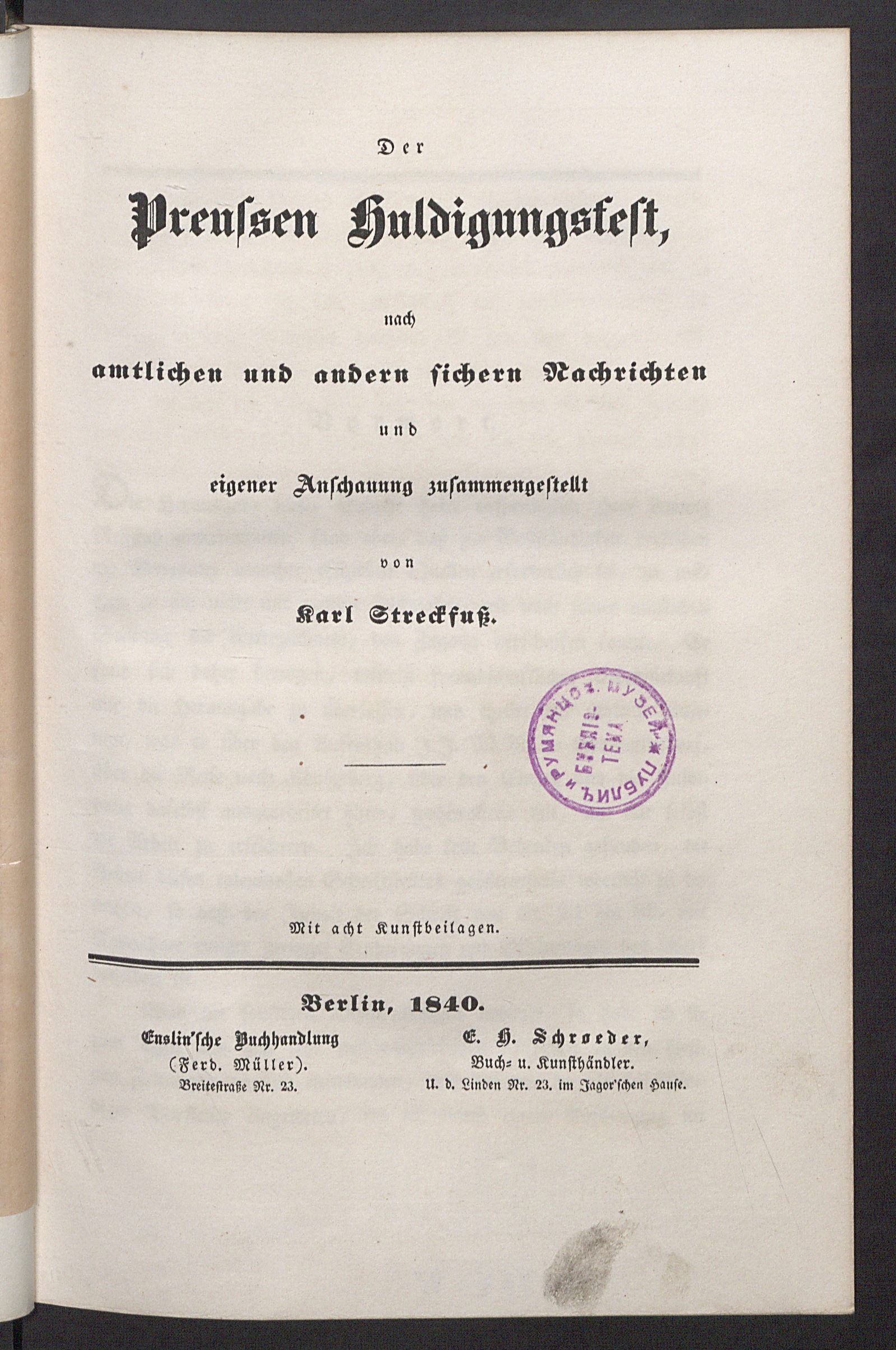 Изображение книги Der Preussen Huldigungsfest