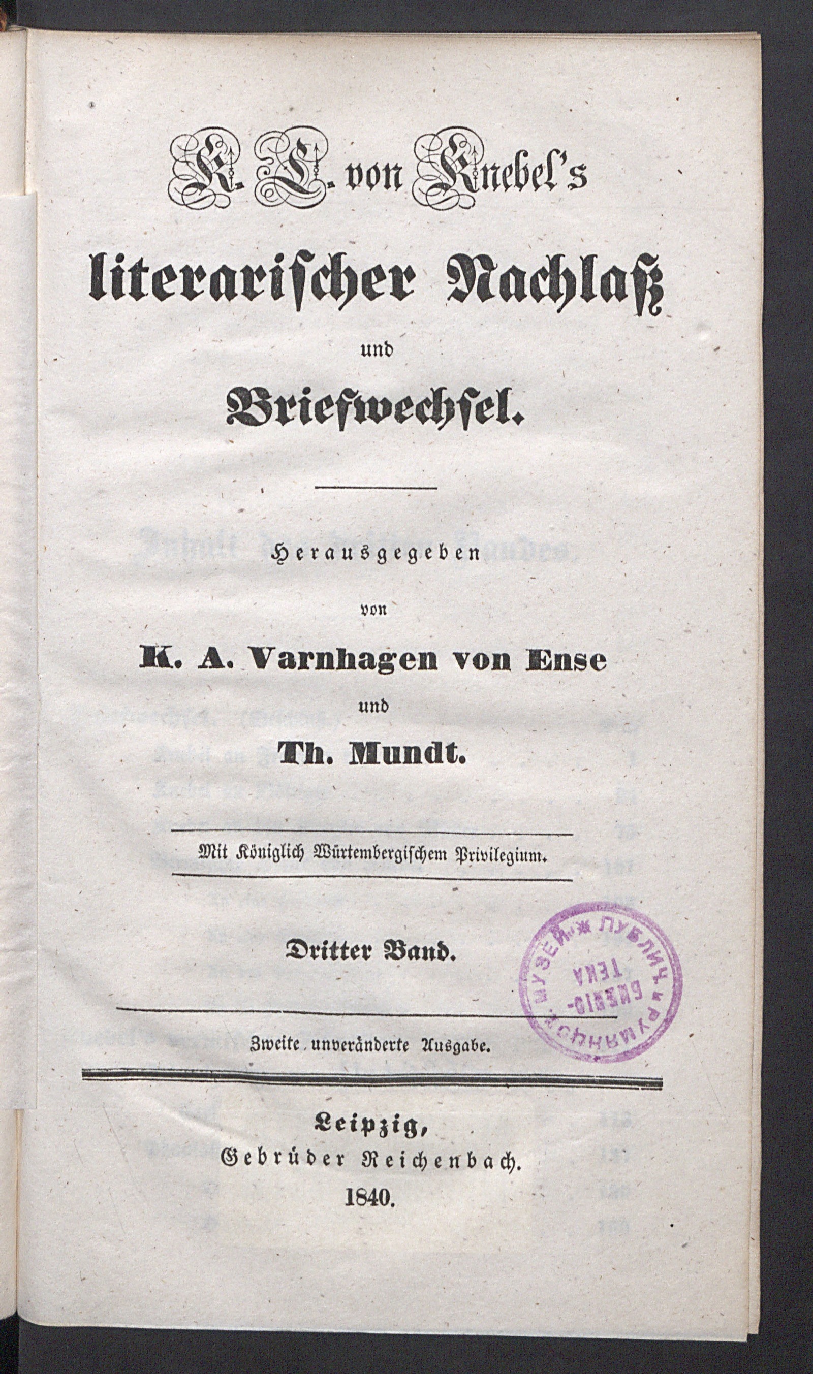 Изображение K. L. von Knebel's literarischer Nachlass und Briefwechsel. Band 3