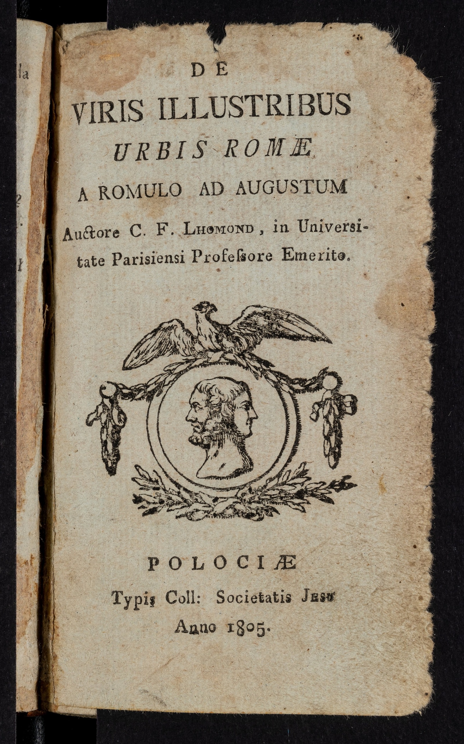 Изображение книги De viris illustribus urbis Romae a Romulo ad Augustum Auctore C. F. Lhomond, in Universitate Parisiensi Professore Emerito