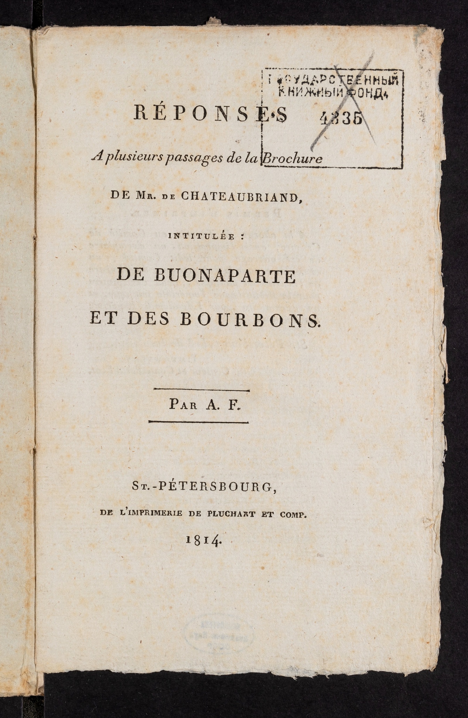 Изображение книги Réponses a plusieurs passages de la Brochure de Mr. de Chateaubriand intitulée