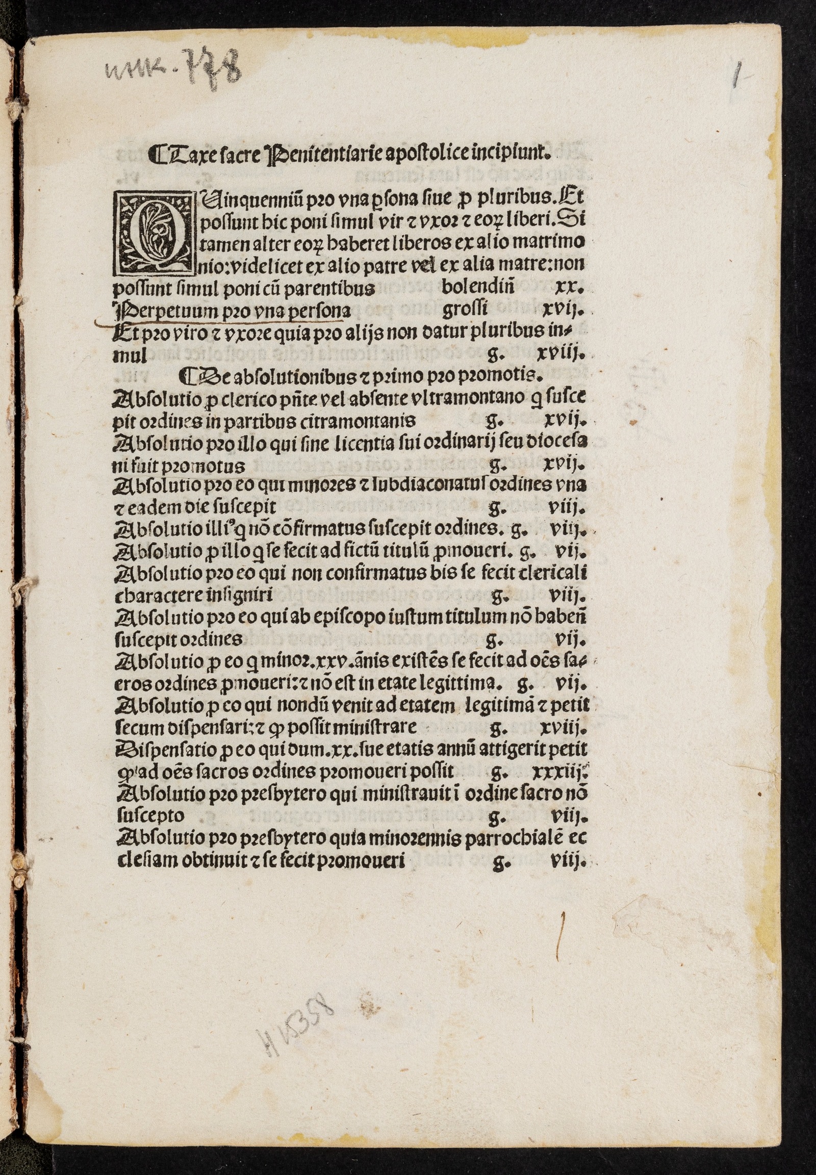 Изображение книги Taxae poenitentiariae apostolicae