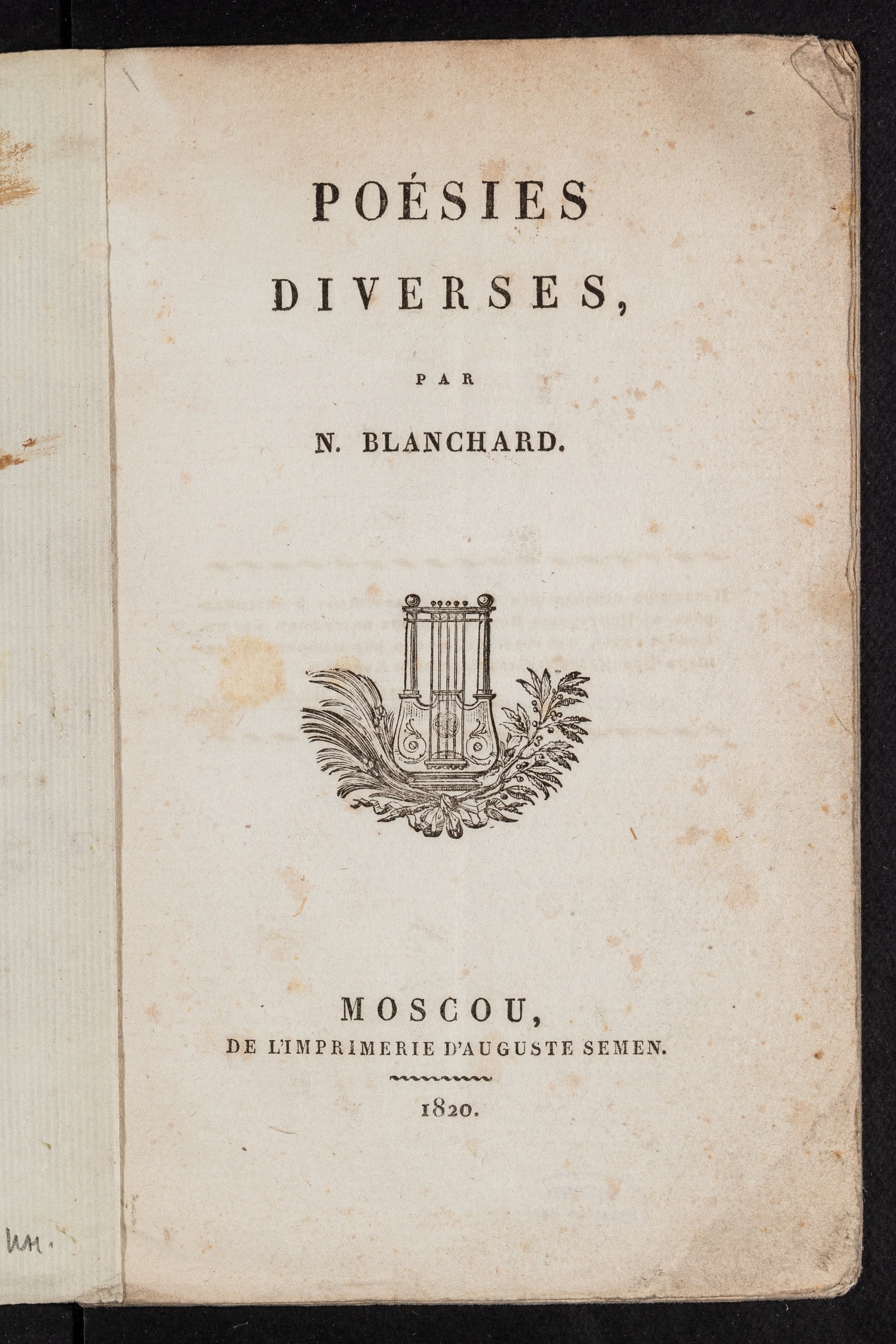 Изображение книги Poésies diverses, par N. Blanchard